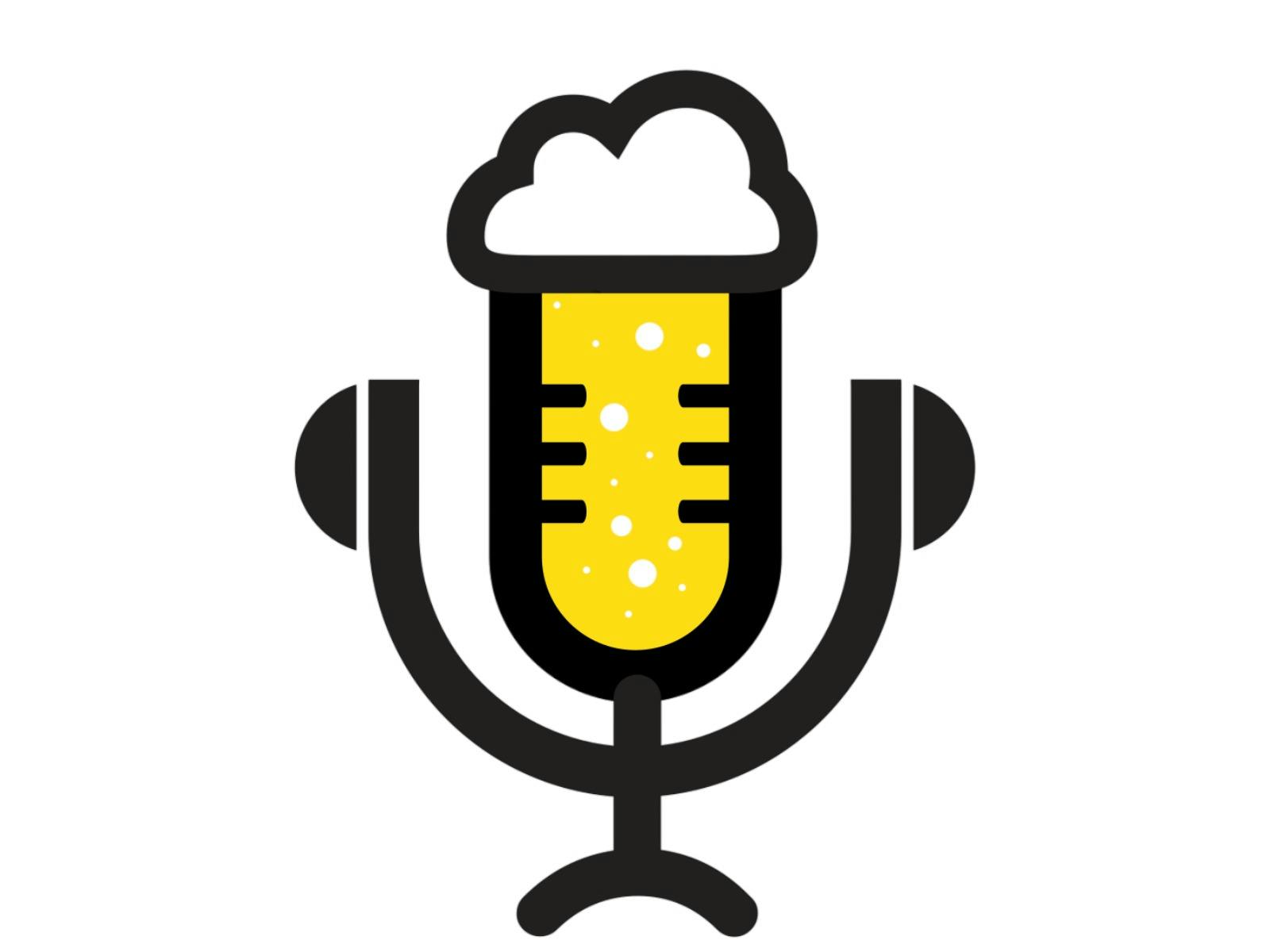 Illustration of a vintage microphone with a beer glass design.