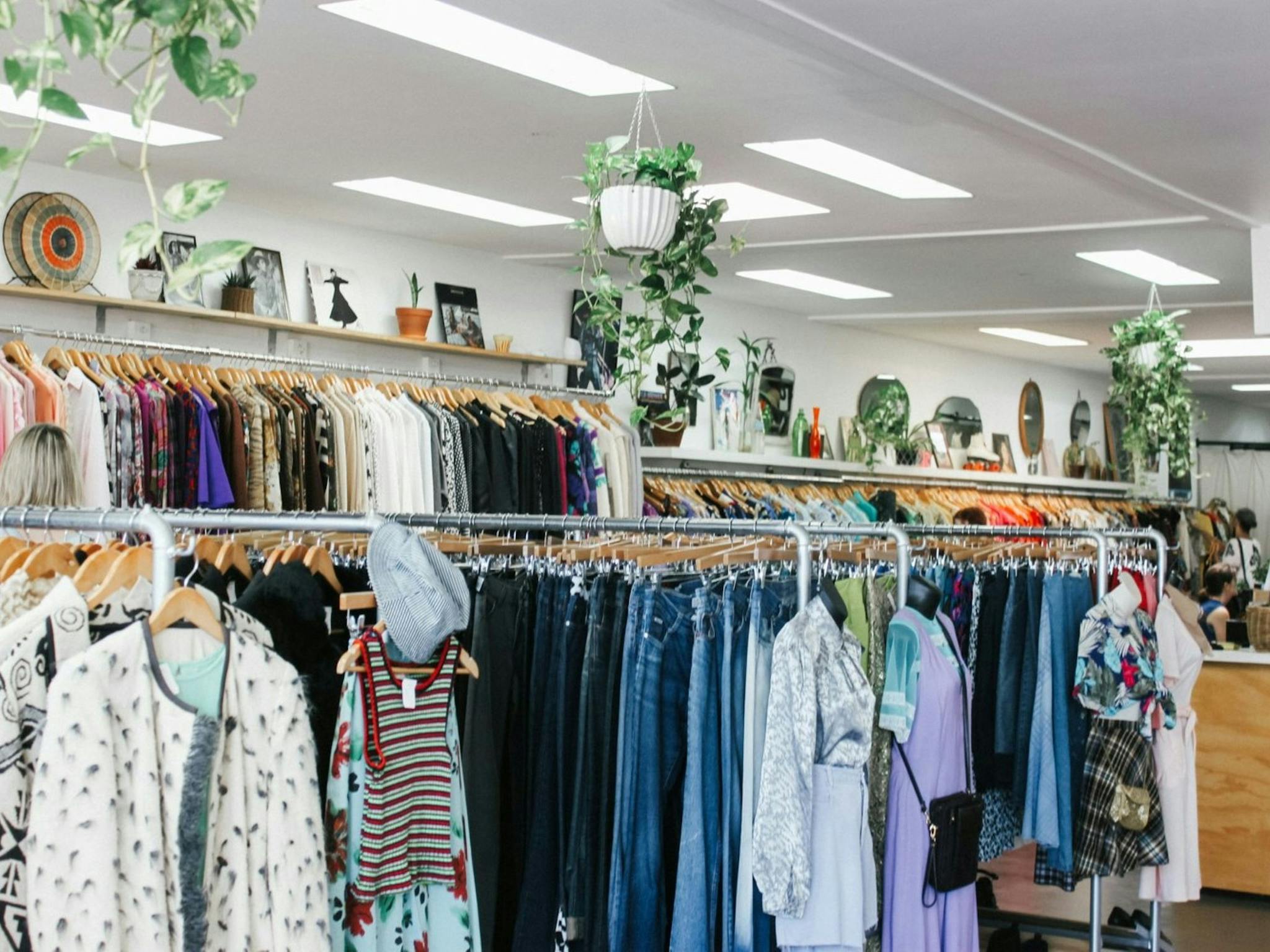 Image of the clothing and various items on sale at the op shop