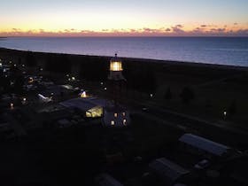 Cape Jaffa Lighthouse night aerial view - a stunning Kingston landmark ng