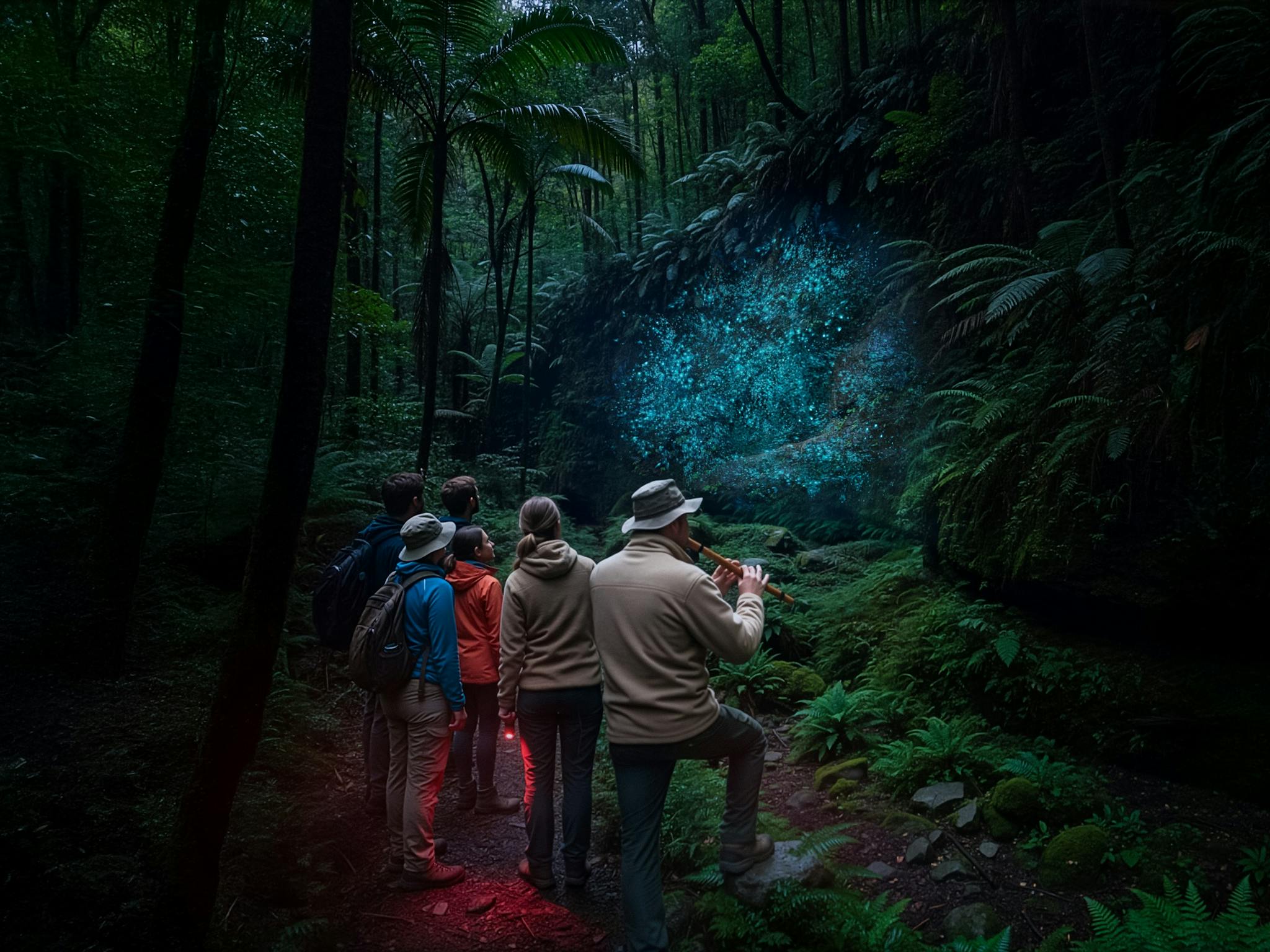 Tour guide, guests in Rainforest