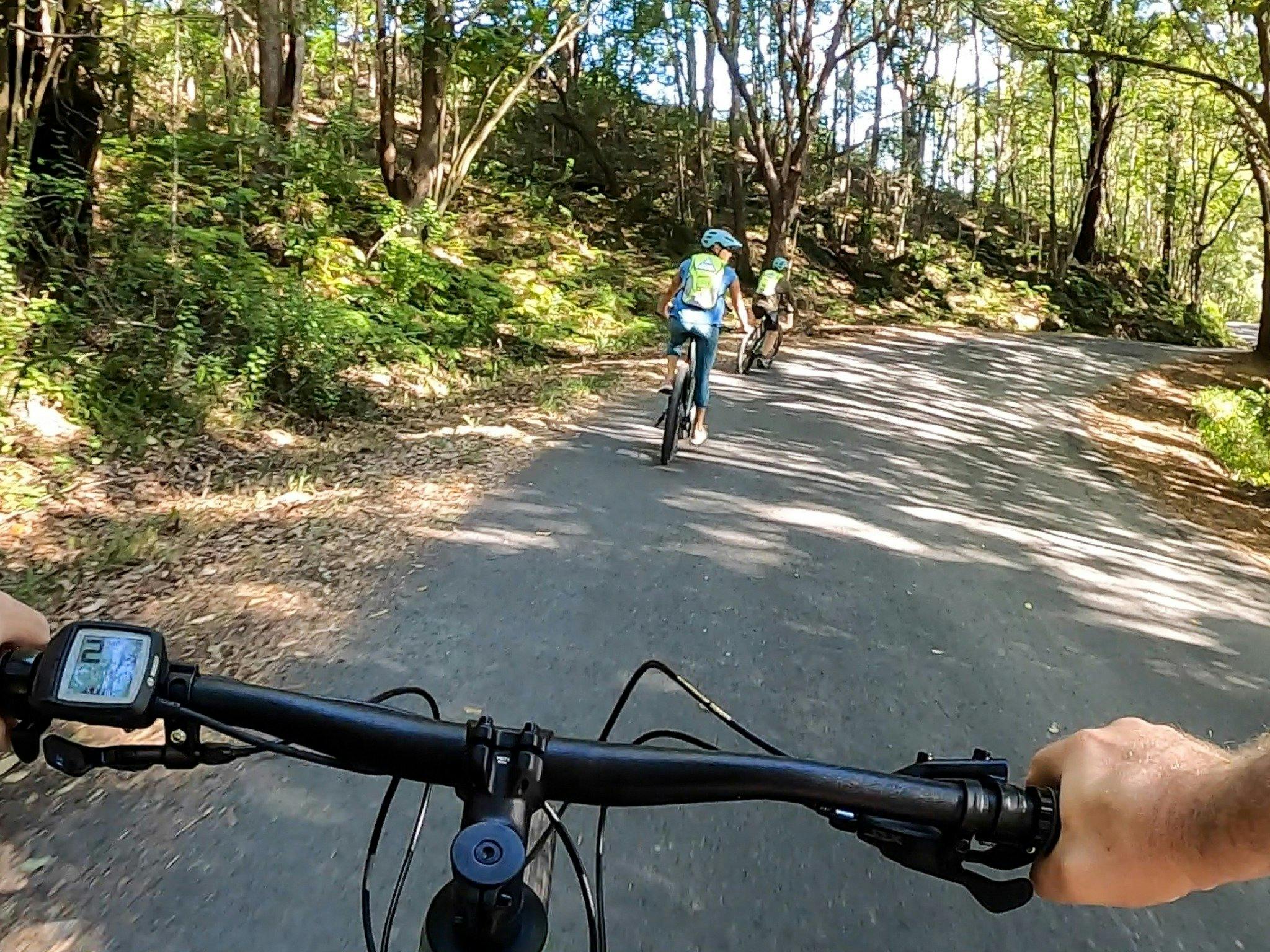 Your view from an Electric Mountiain Bike cruising through the country lanes of the Byron Hinterland