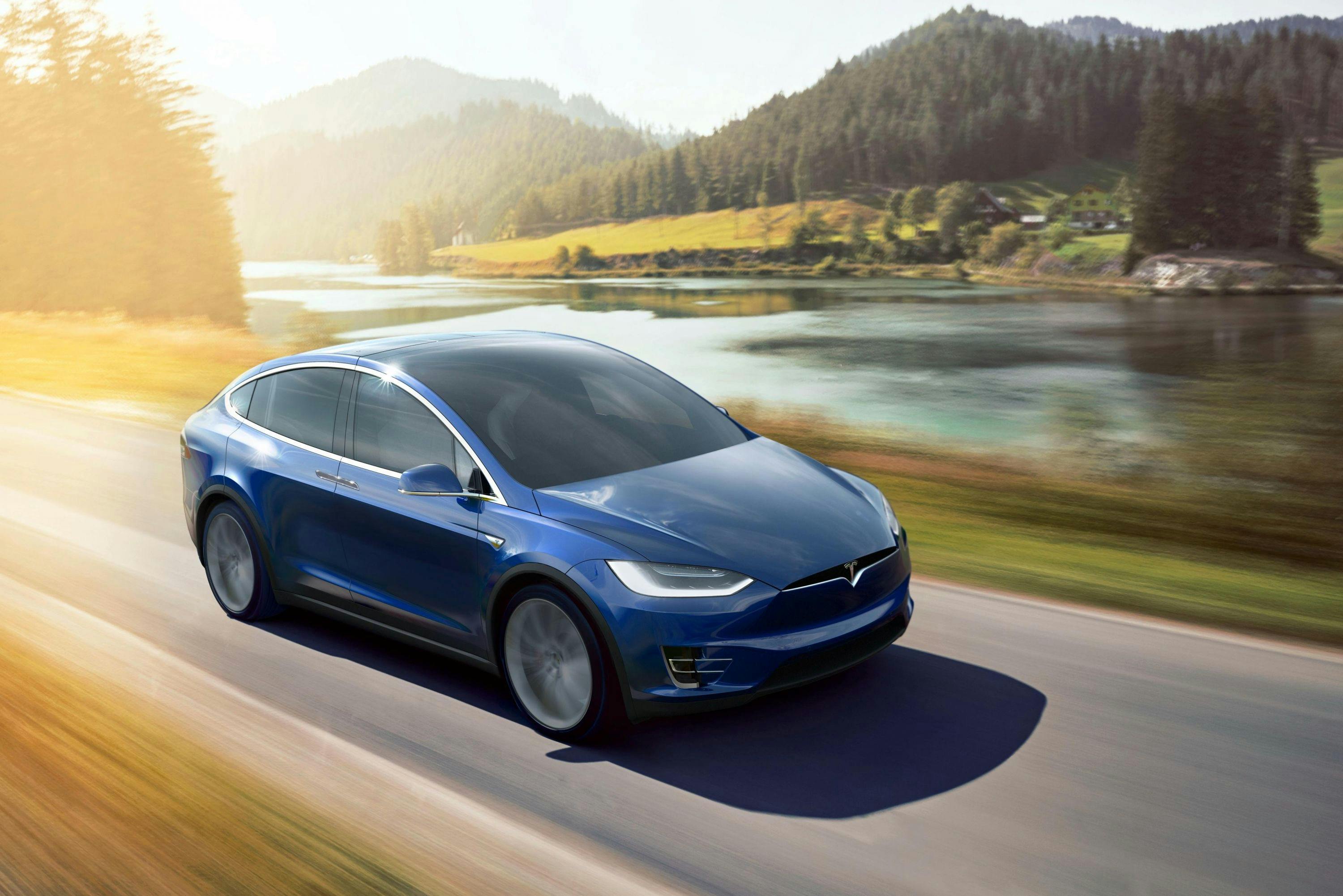 EVRide Tesla Model X rendered on the road in motion