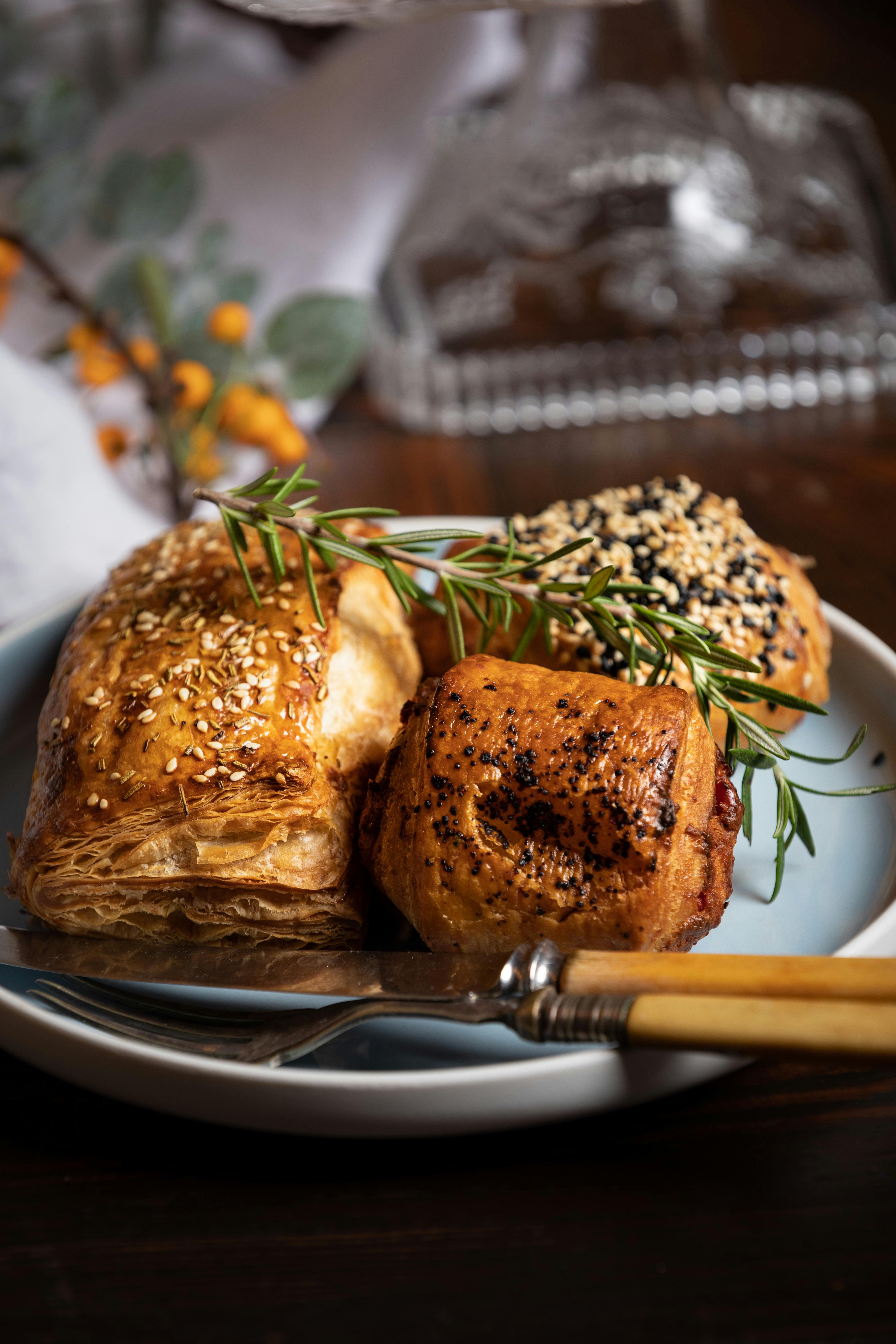 A selection of savoury freshly baked pastries