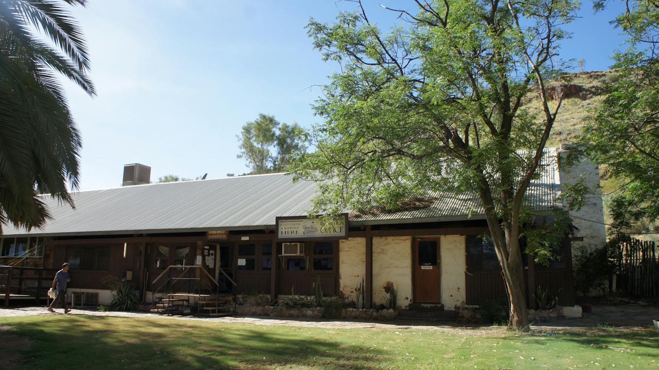 General view of Ross River Homestead, the old homestead building (white walled) visible to the right