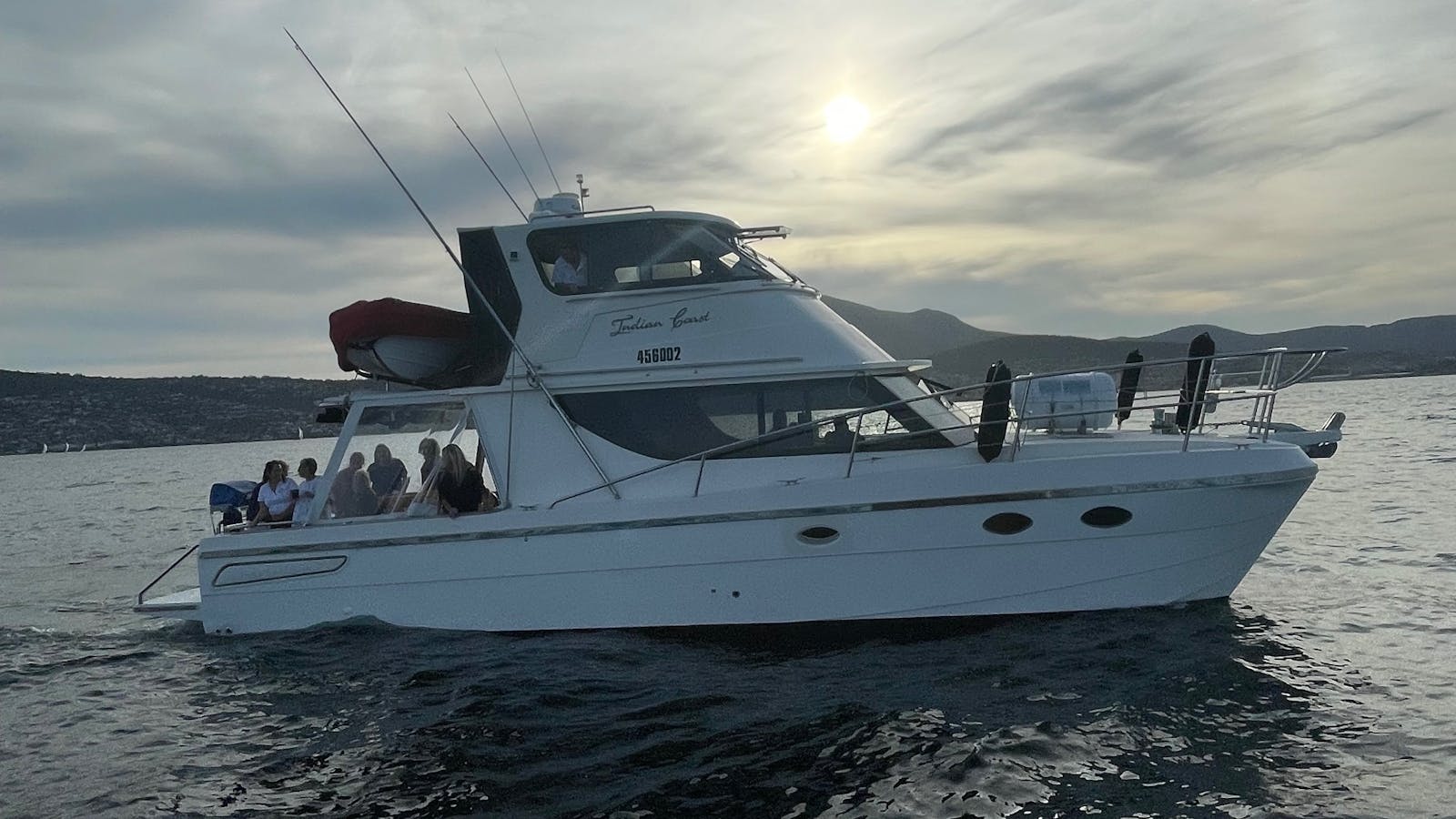 A group on board the Indian Coast to watch the start of the Crown Series Regatta
