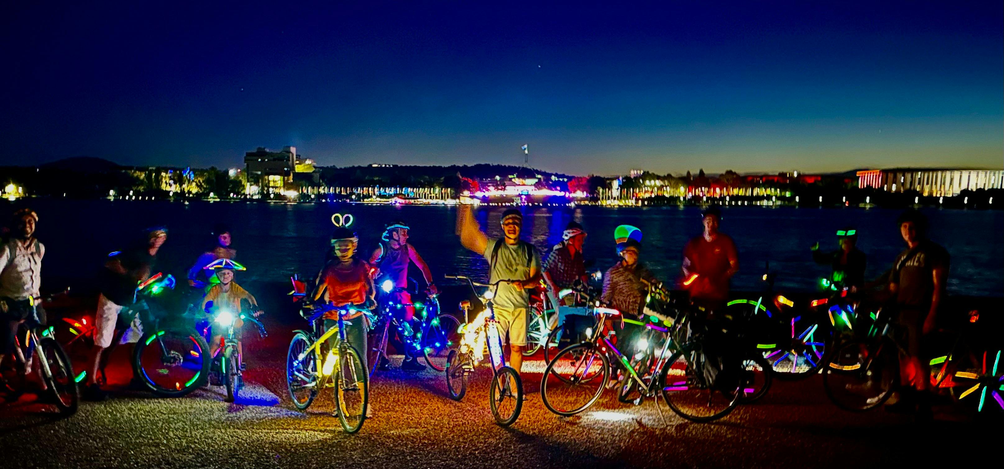 Cyclists at night