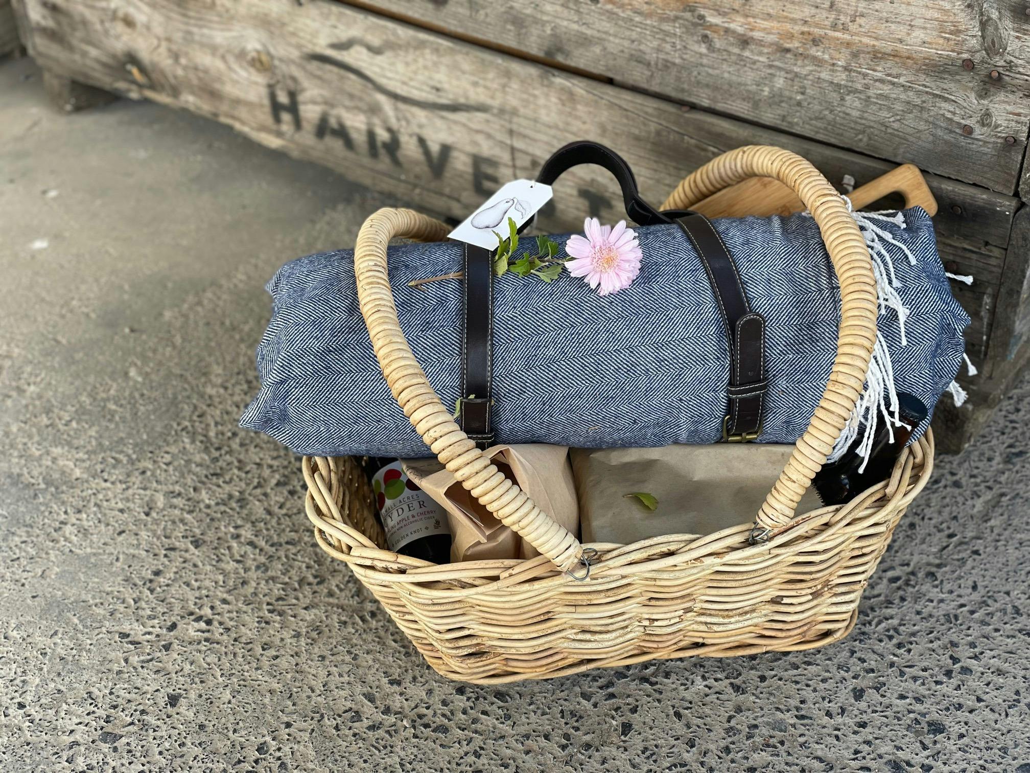Picnic ready to be enjoyed in the orchard