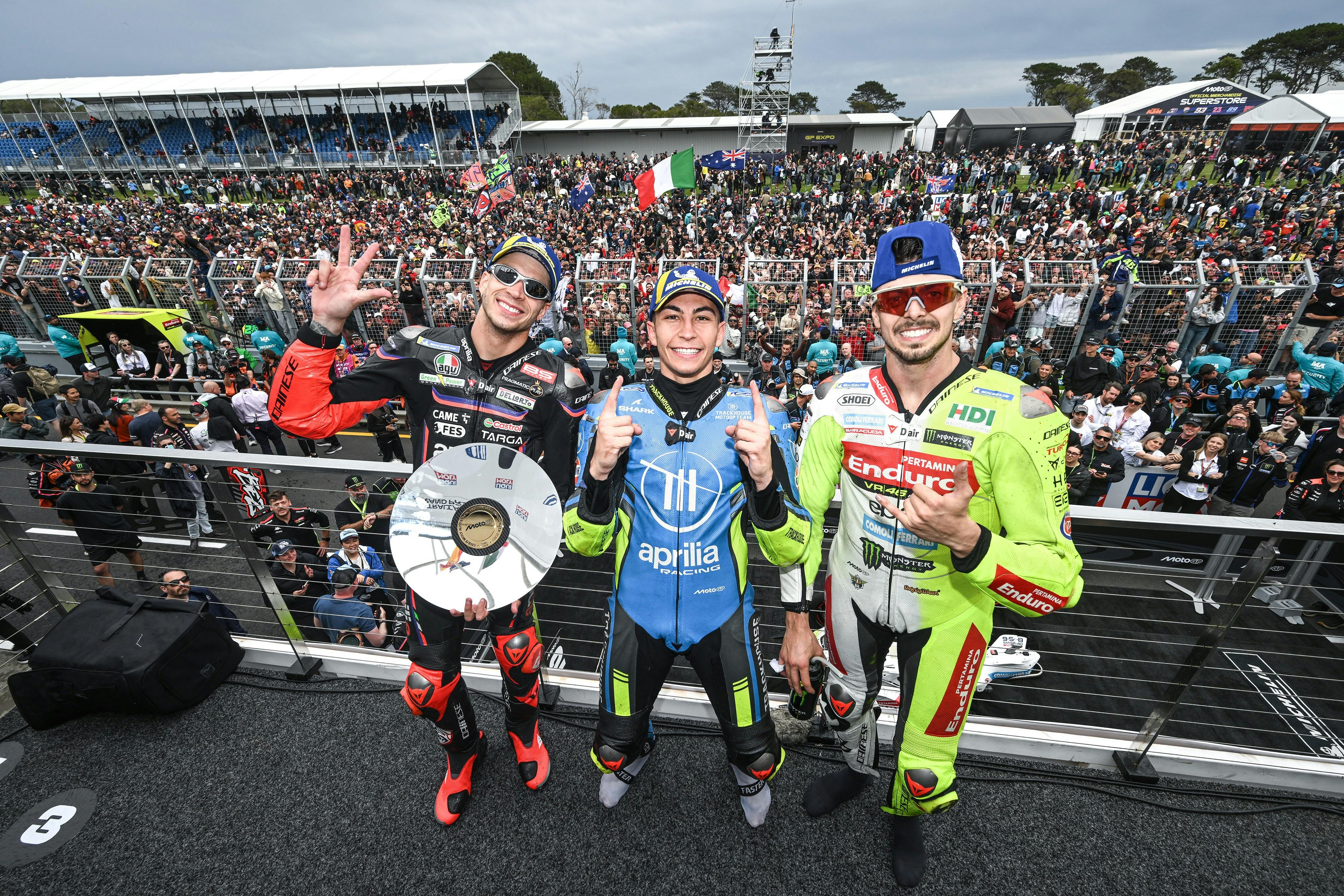 Podium of the 2025 Australian Motorcycle Grand Prix