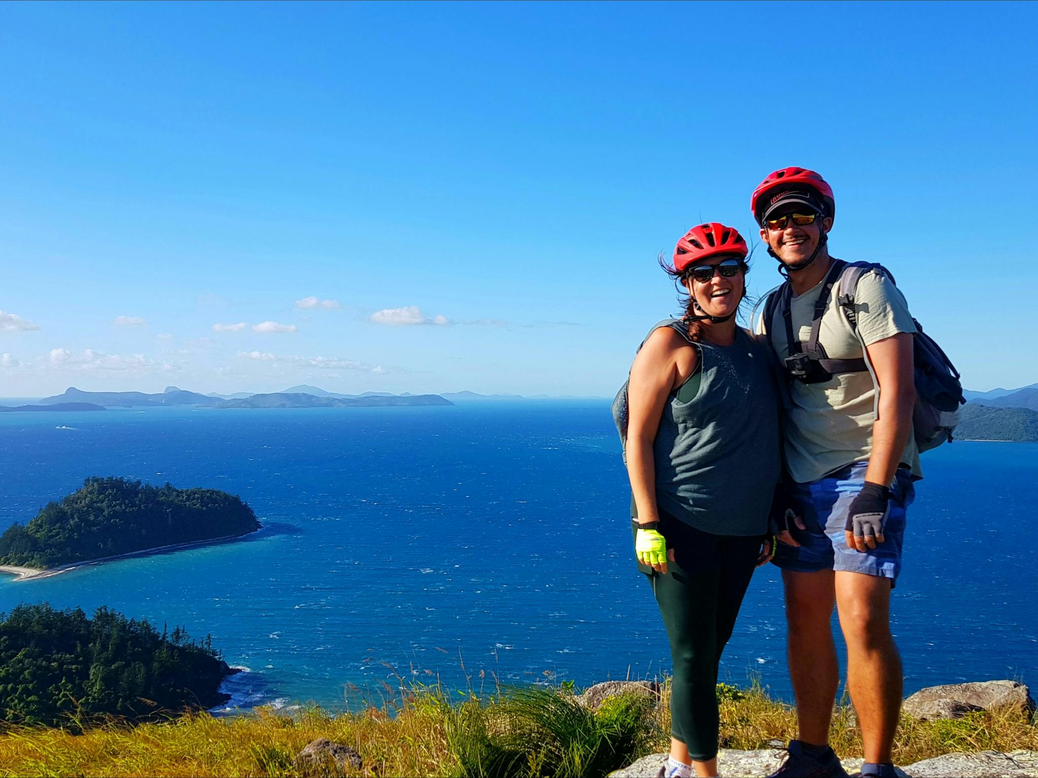 A short break on top of Mt. Jeffreys. 360 degree views of the Whitsunday Islands.