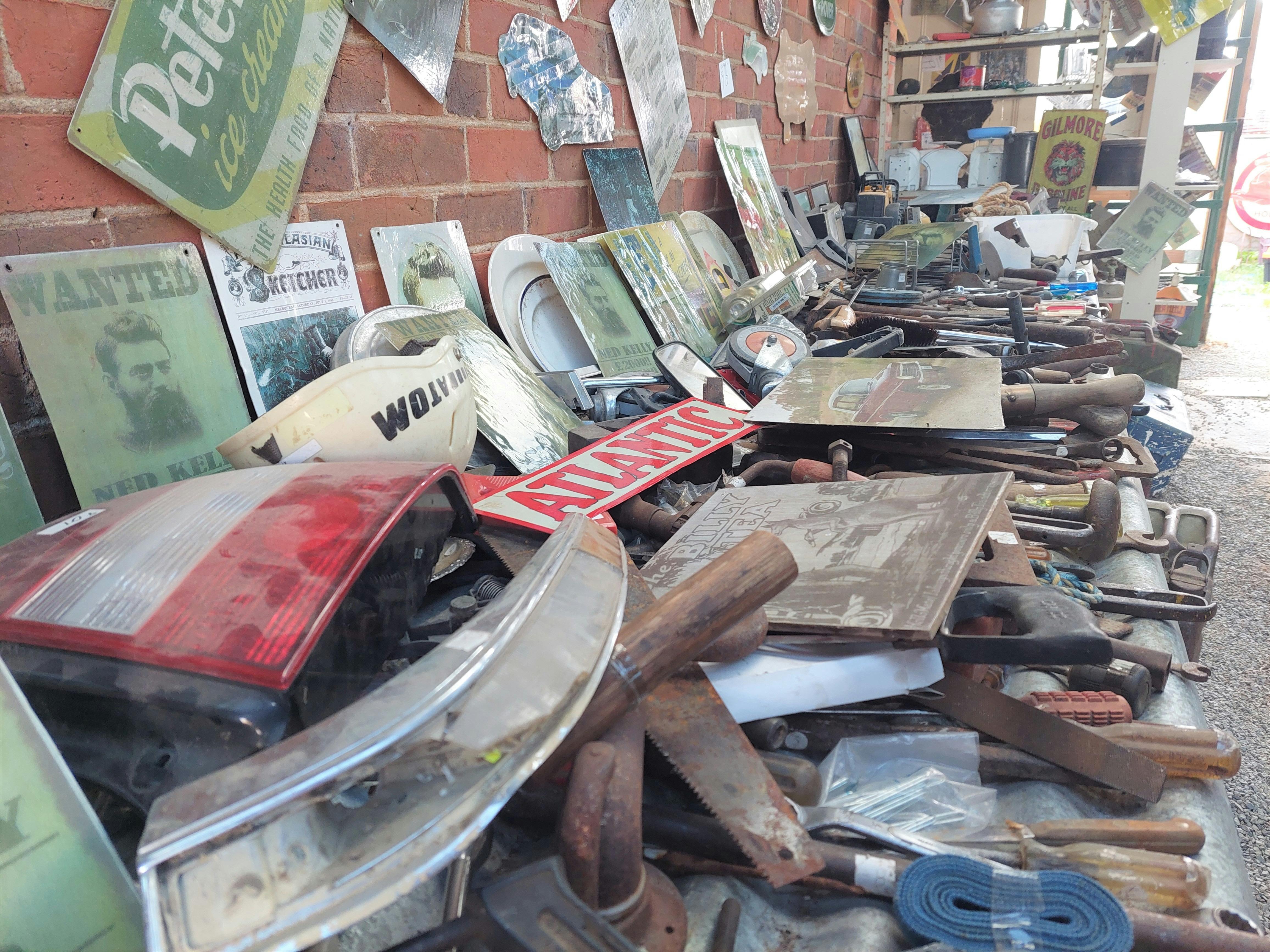 Vintage tools and signs
