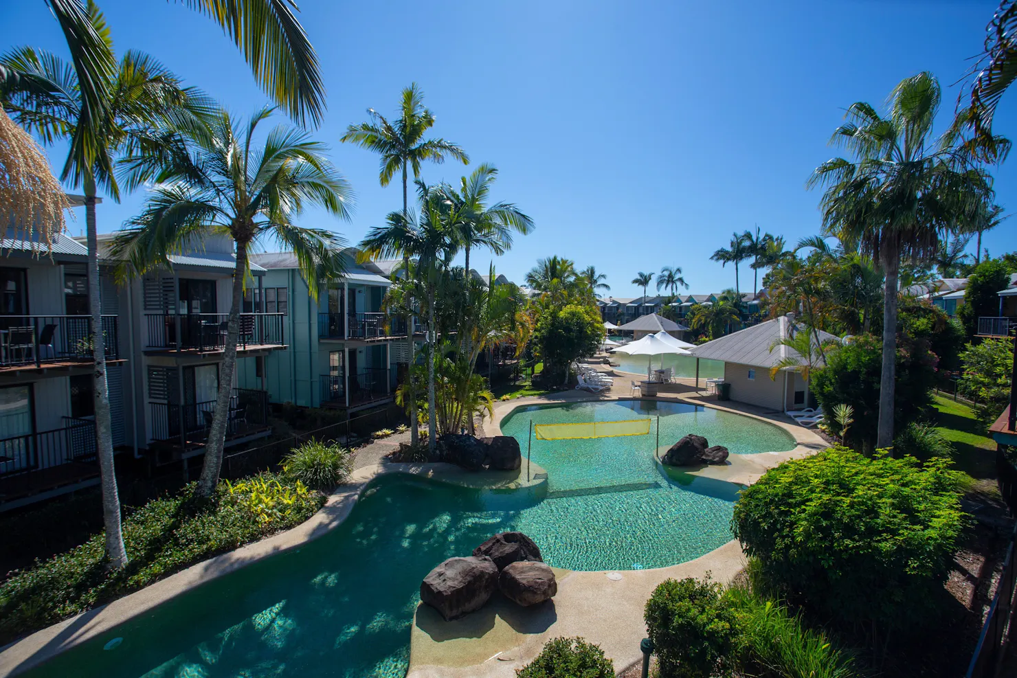 Three Large Lagoon style swimming pools