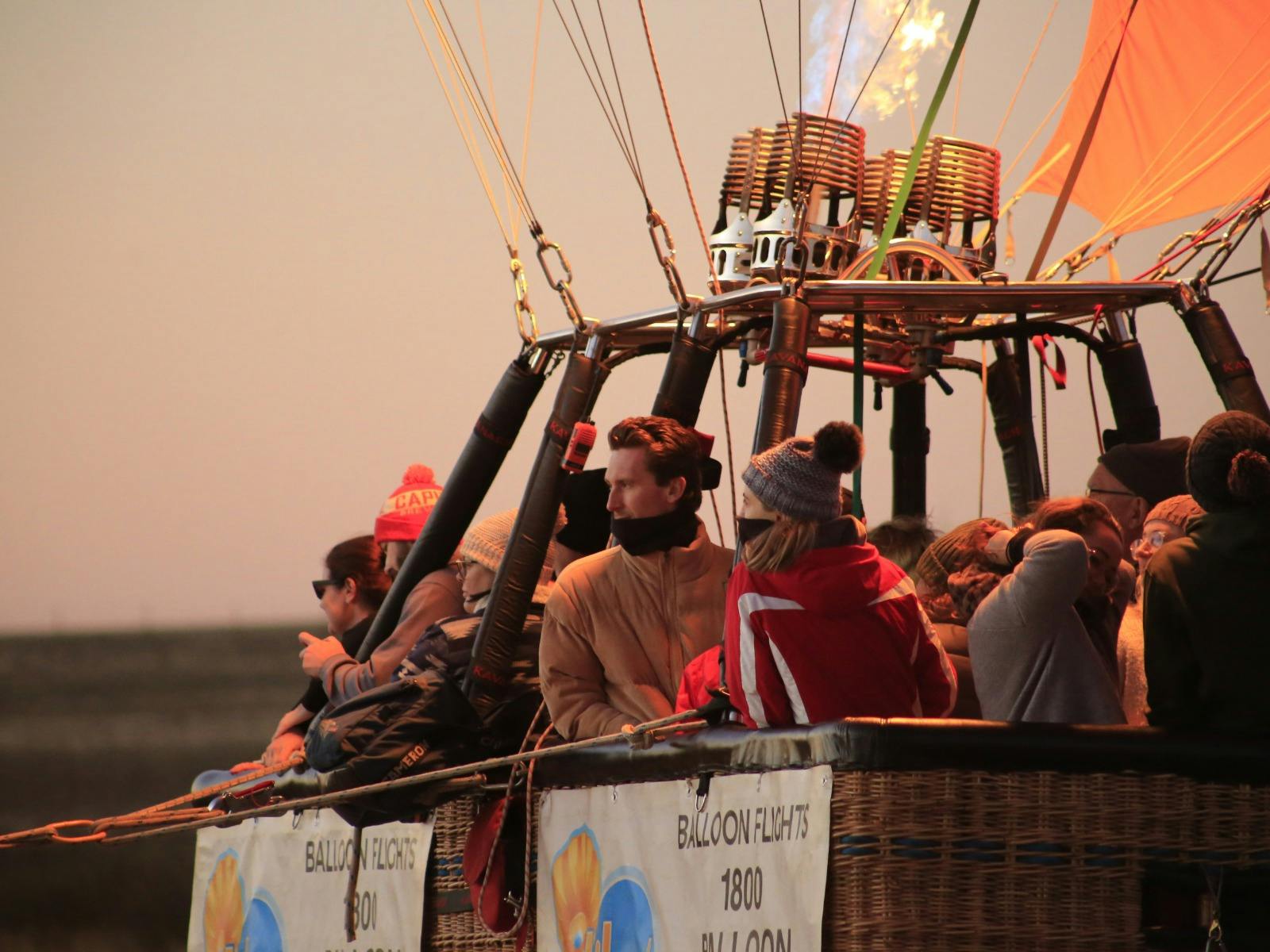 Passenger anticipating the start of their hot air balloon experience