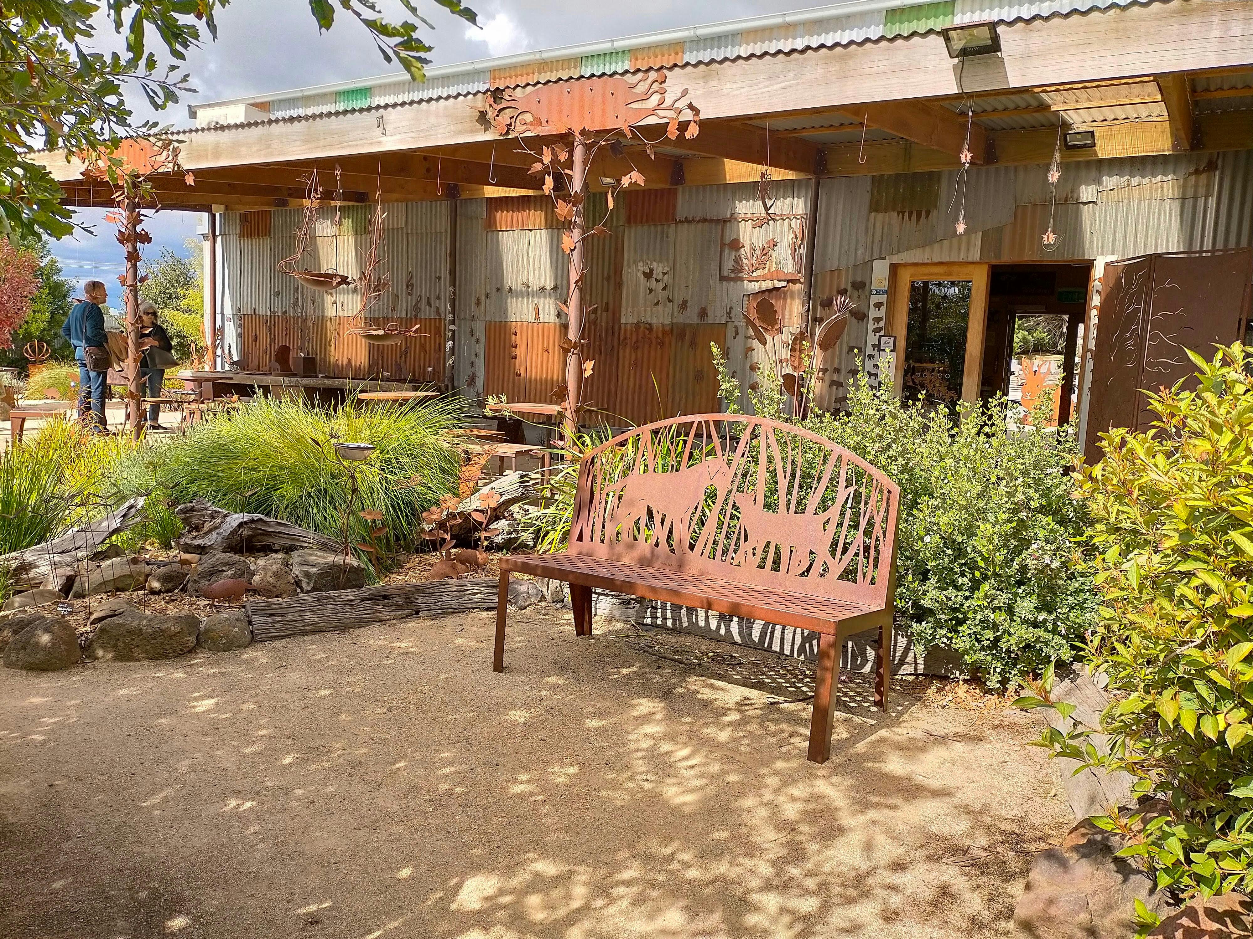 Seating in the sculpture garden