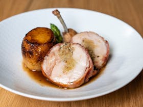 Roast Chicken, bacon, and sage stuffing with potato fondant