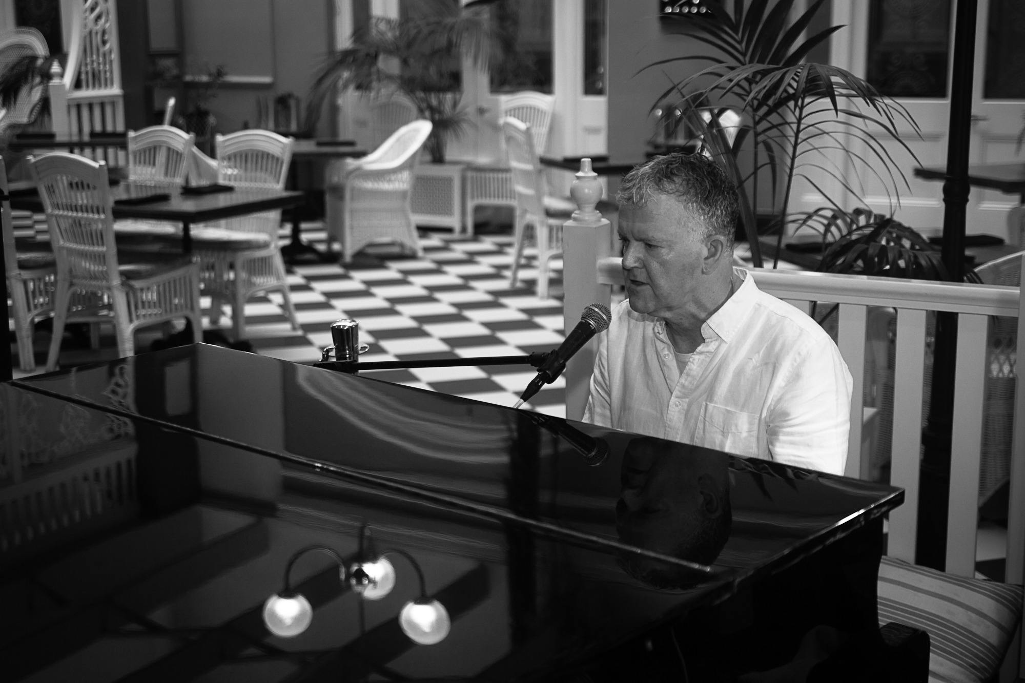 Piano player at Hadley's bar in Hobart, Tasmania