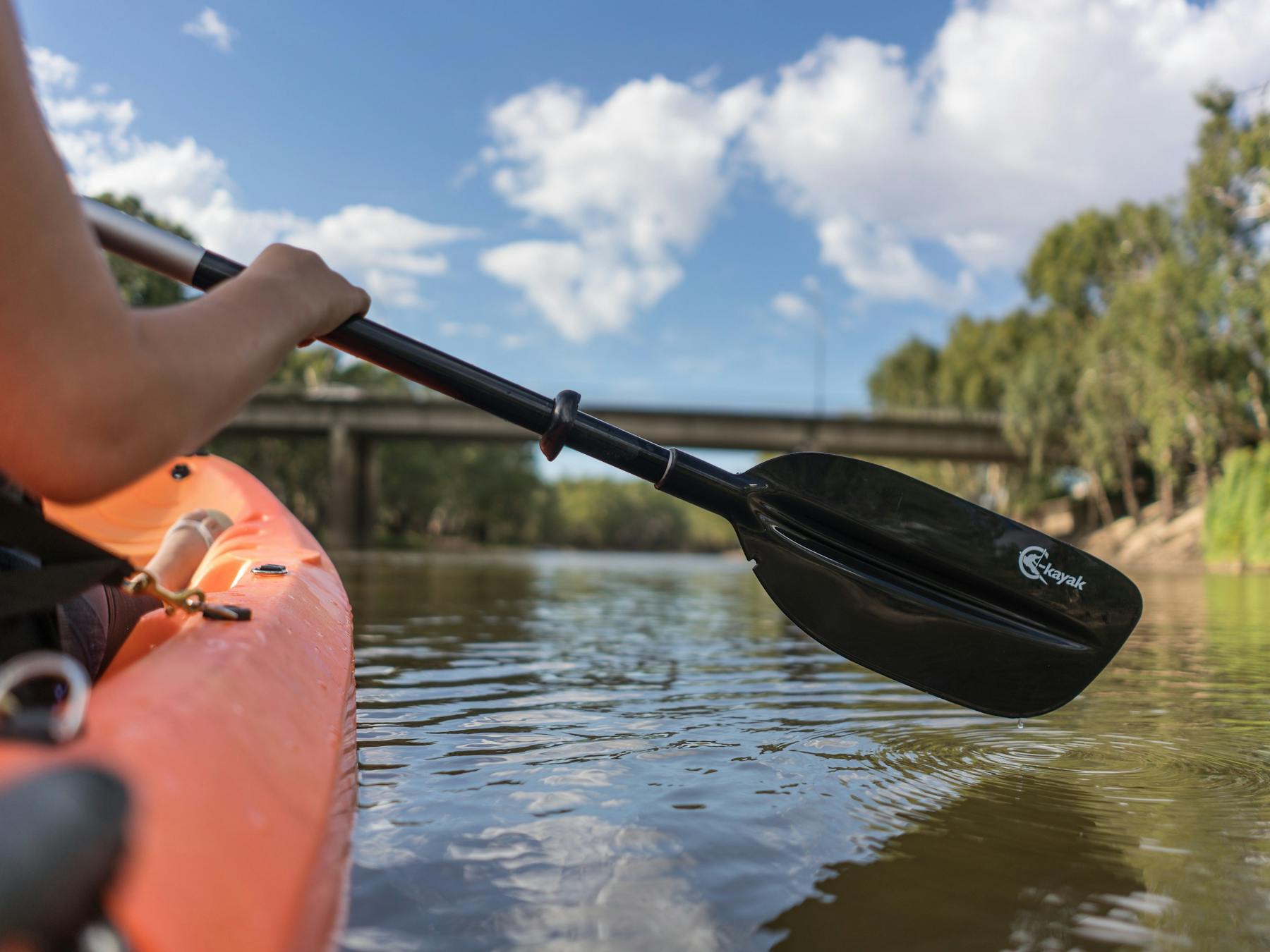A canoe and paddle on the Edward River