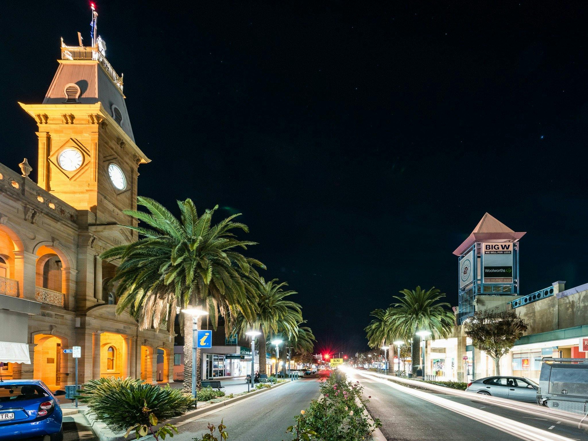 Warwick Visitor Centre at night time