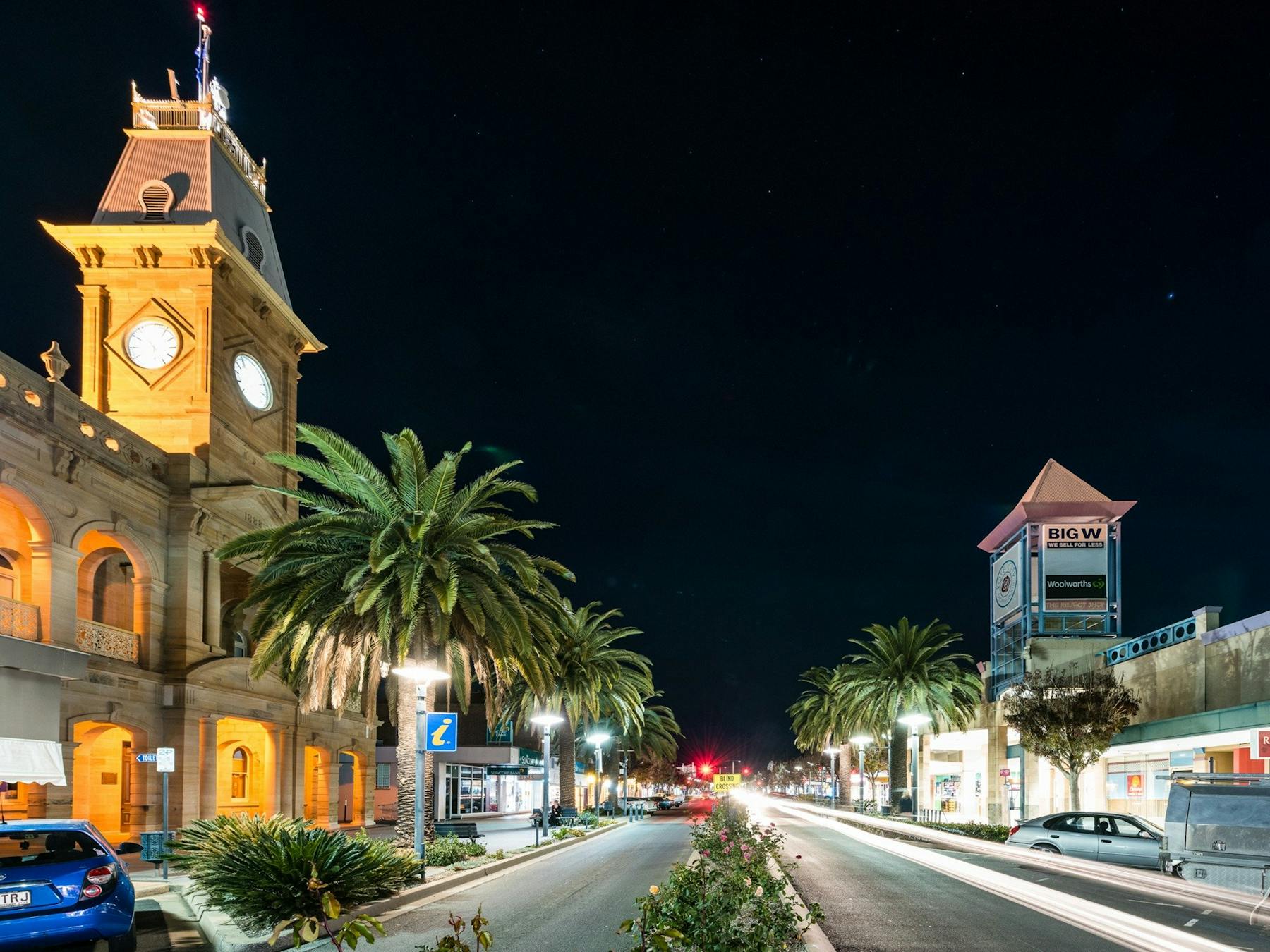 Warwick Visitor Centre at night time