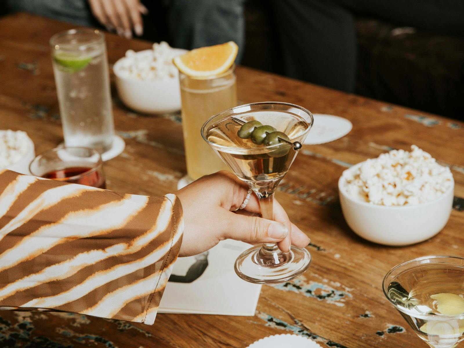 A round of drinks at Bobèche cocktail bar