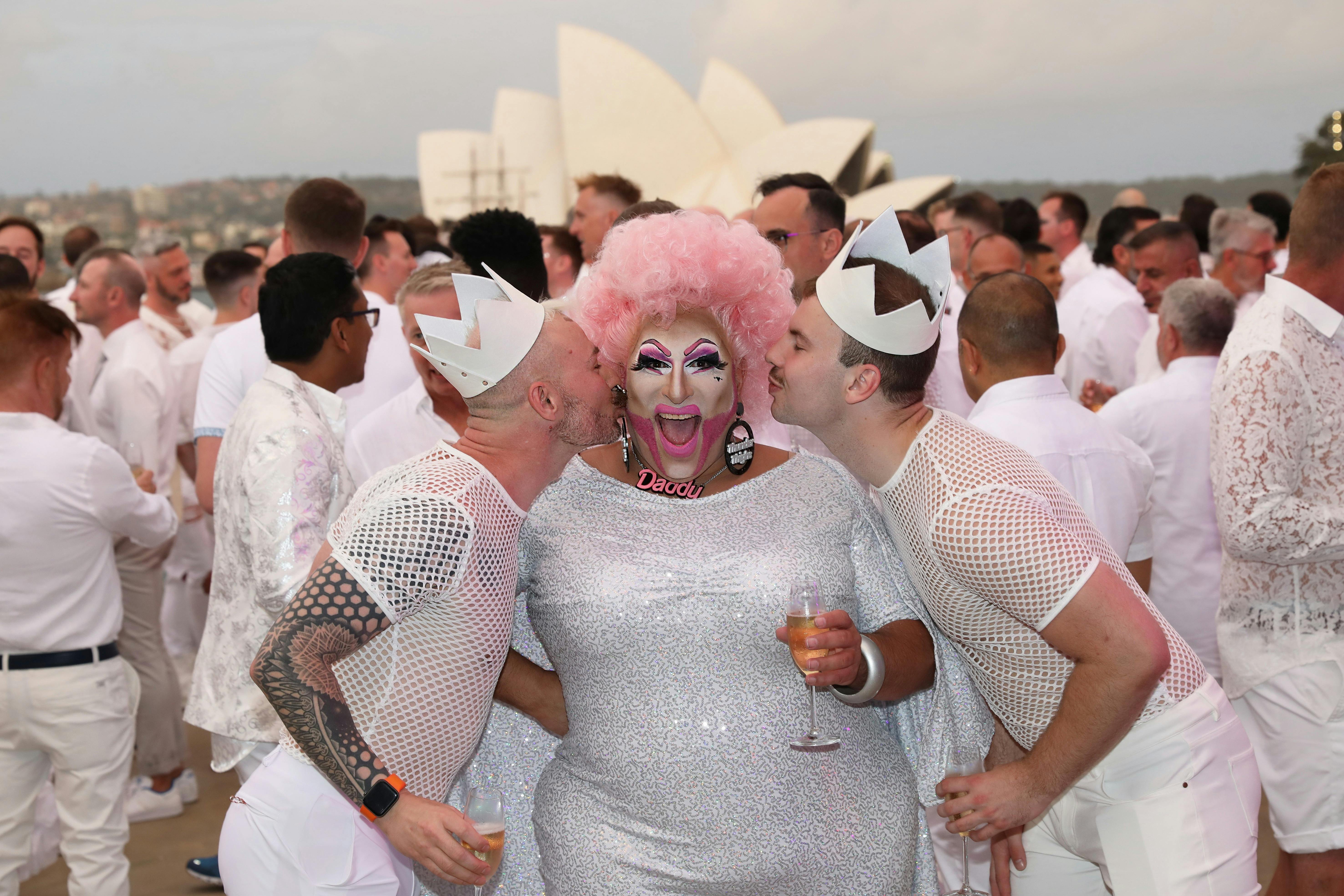 New Year's Eve kiss with Frock Hudson at Celebration NYE22/23