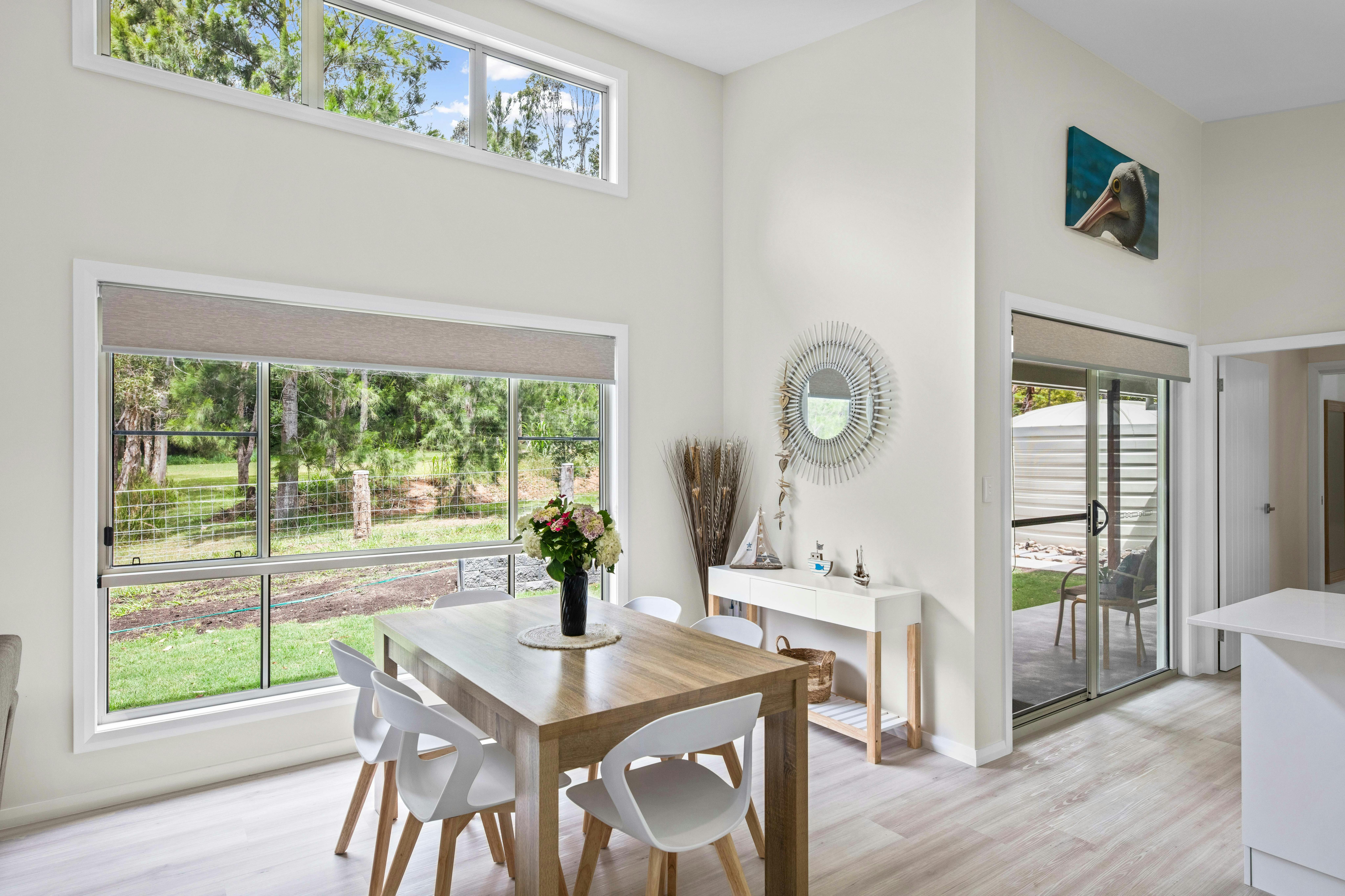Dining room suite and view of bushland