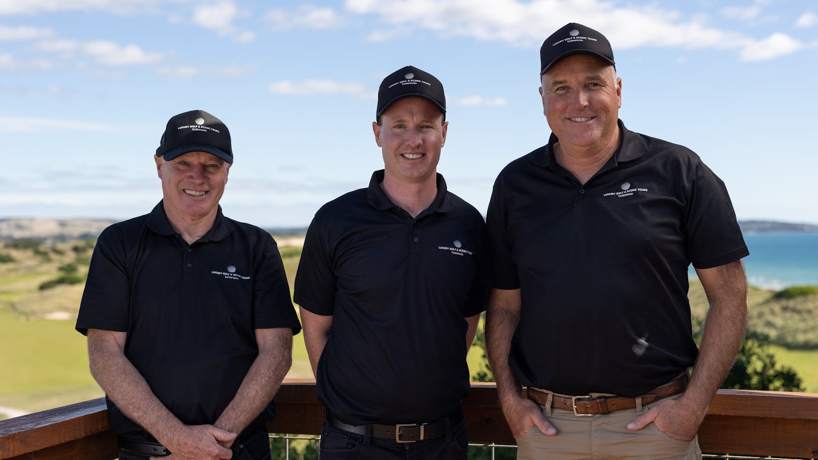 The team at Luxury Golf & Scenic Tours Tasmania. Adam, Kevin and Mark
