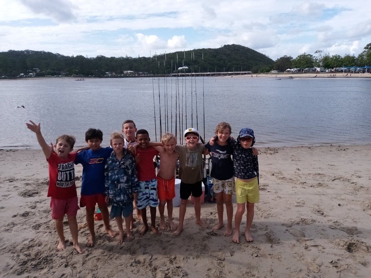 Kids at a fishing birthday party