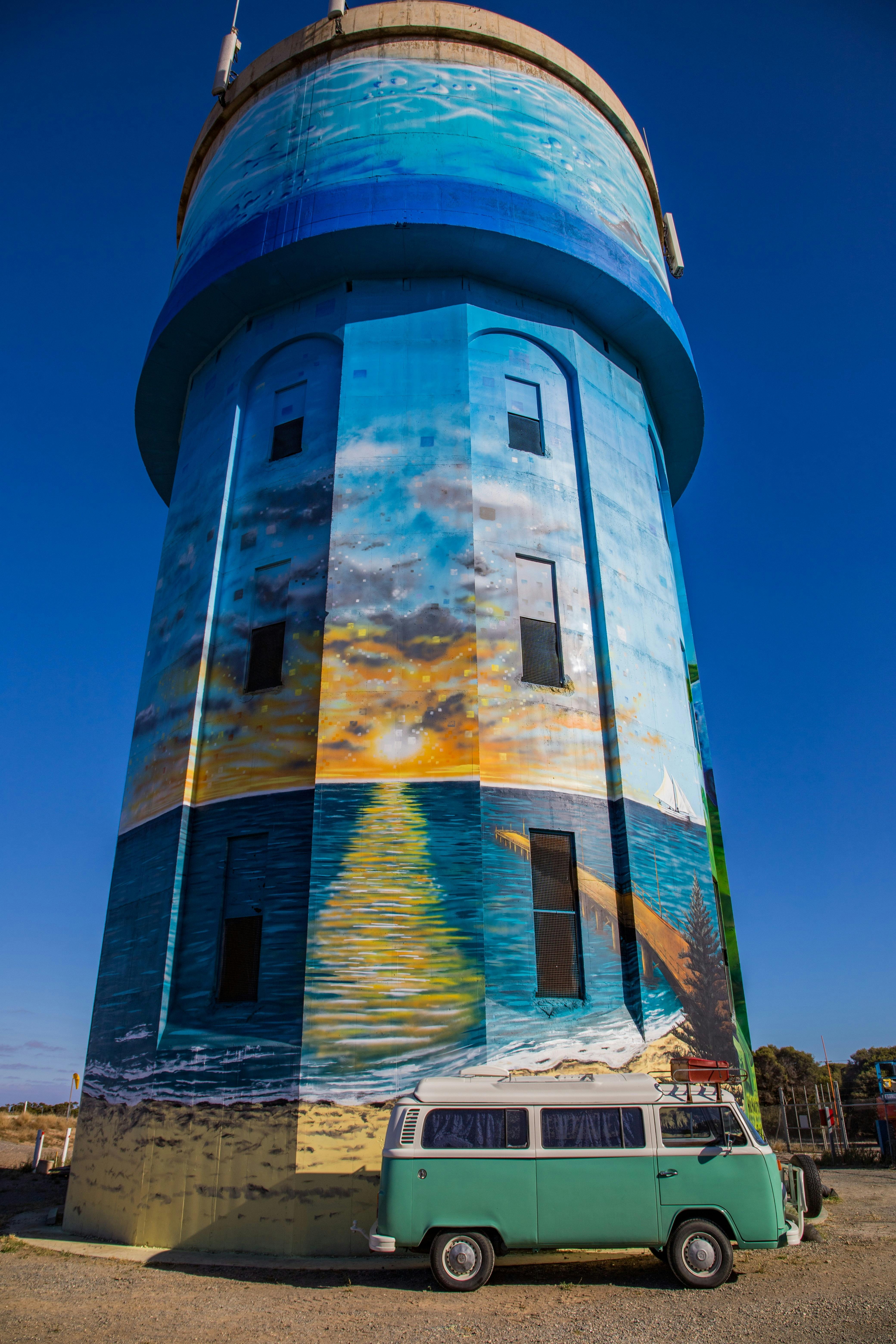 Stansbury Water Tower. Dawn over the Gulf.