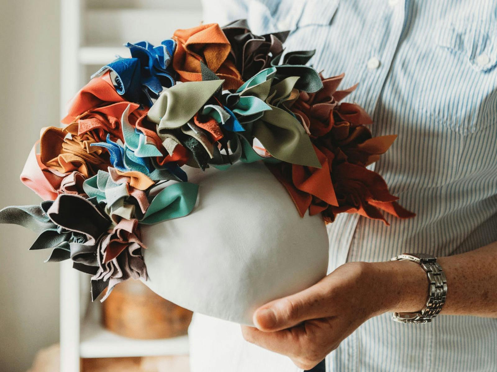 Julie Herbert Millinery leather Millinery Award entry headpiece 2021