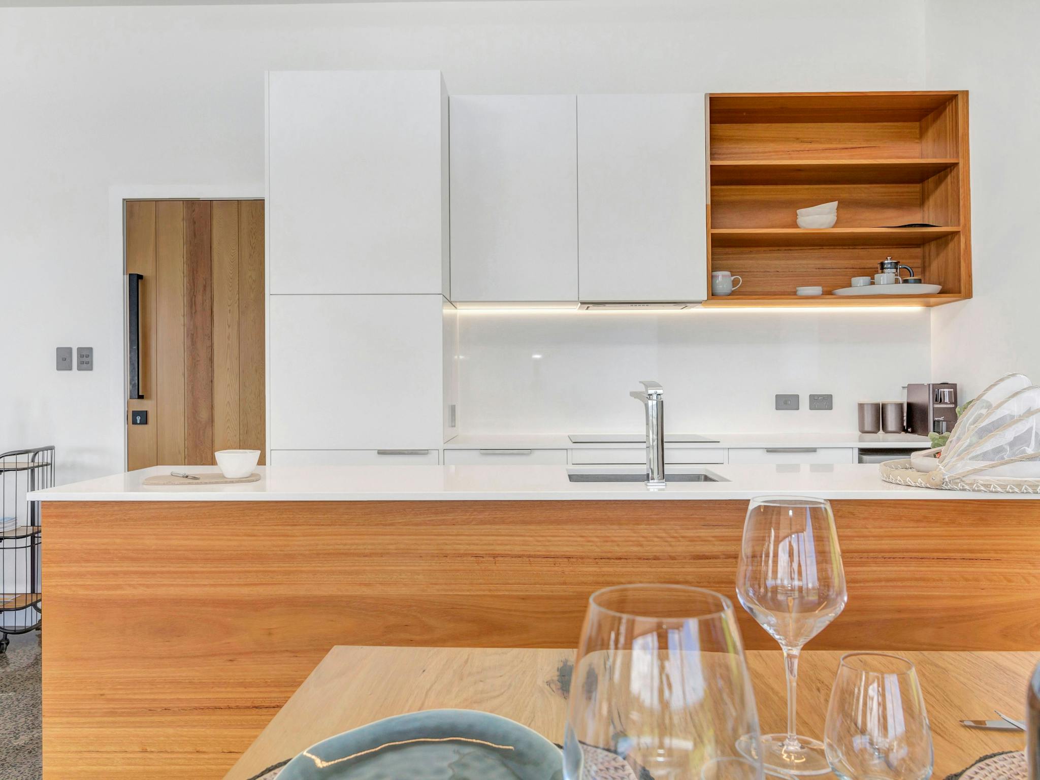 Luxury kitchen including luxury glassware