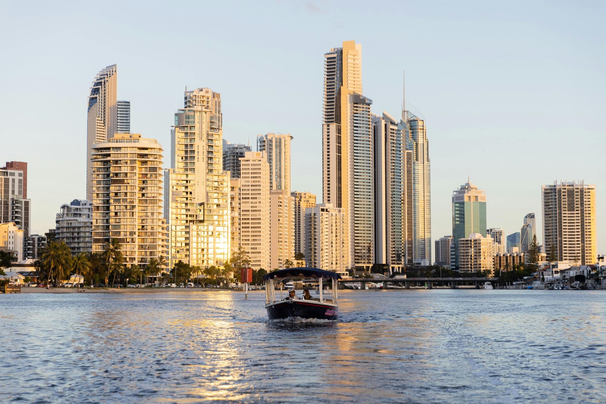 Duffy Boats Gold Coast Skyline View