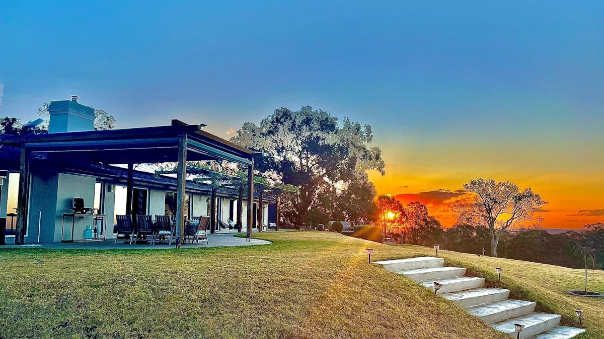 Rear of the house at sunset Rear of the house at sunset