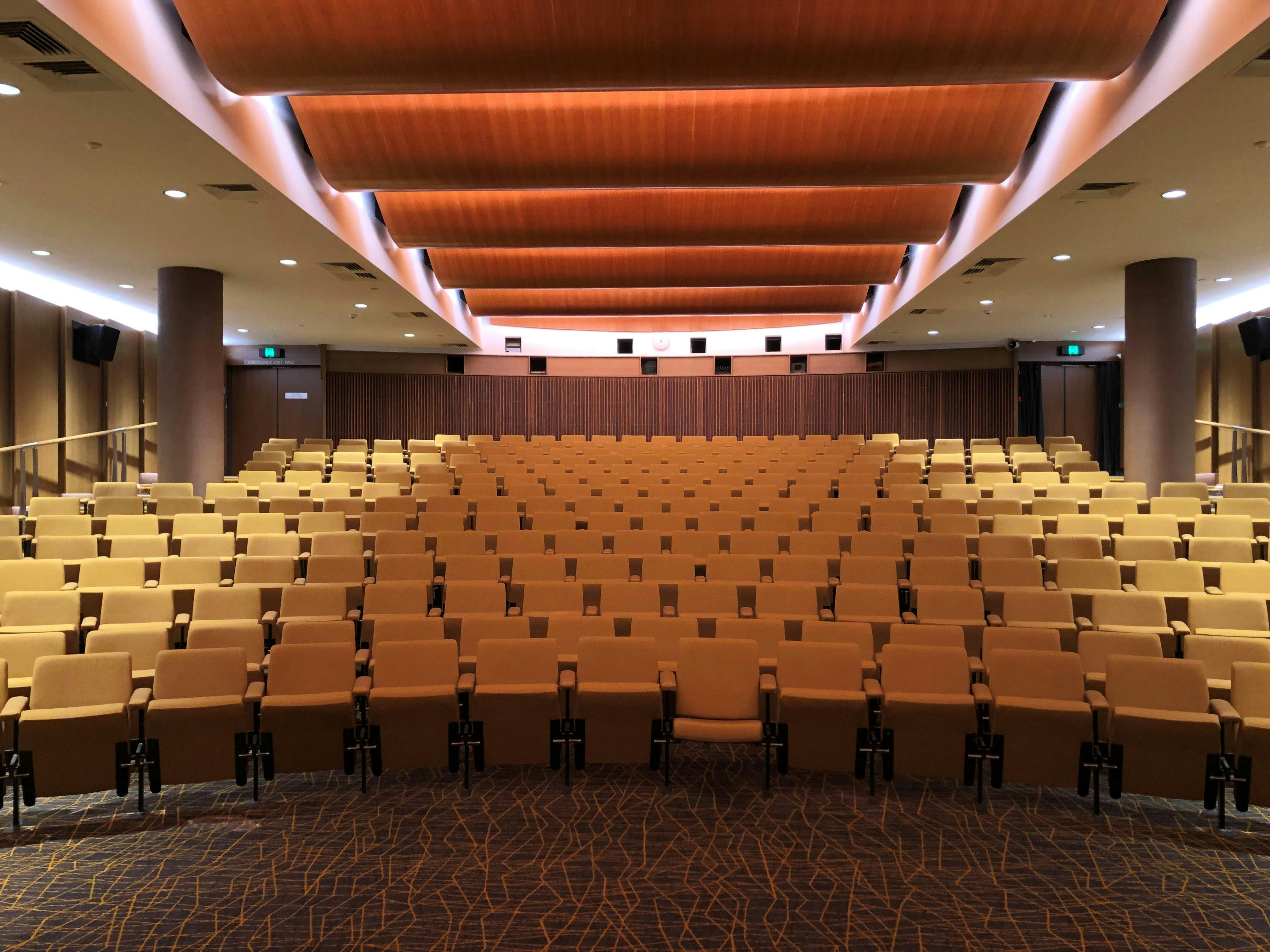 view of seats in an empty theatre