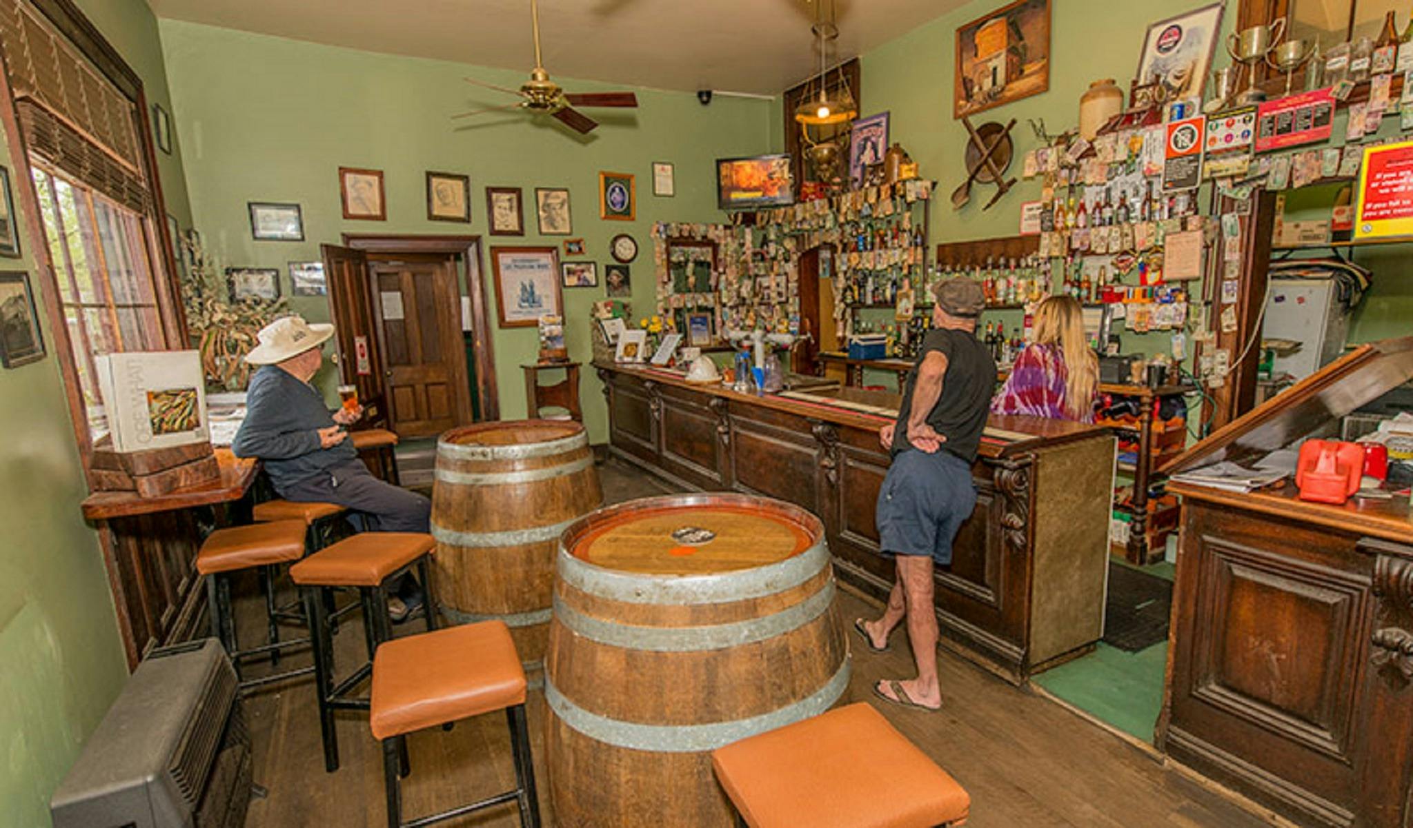 Barrell tables, timber bar