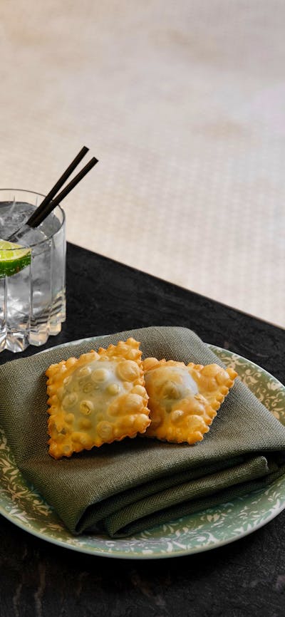 A creative dish and drink presented on a table