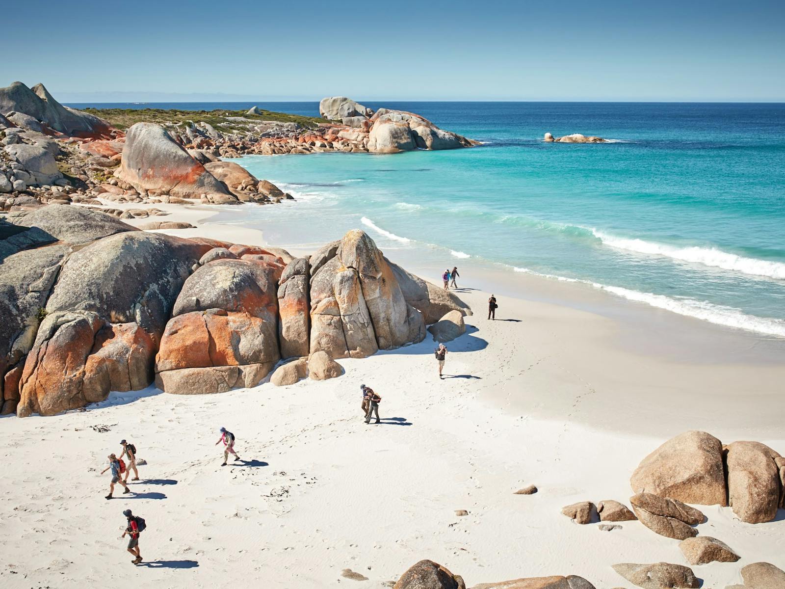 Tour Group Beach Walking Ansons Bay Turtle Rock Park Trek Walking Holidays Bay of Fires Hiking Tour