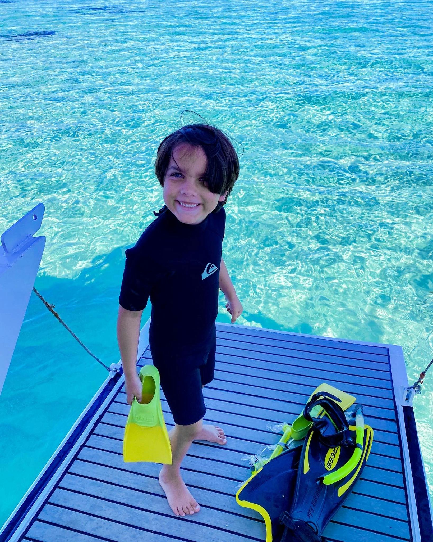 Little boy ready to go for his first snorkel at Ningaloo