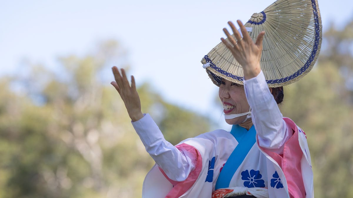A lady in traditional japanese dance attire