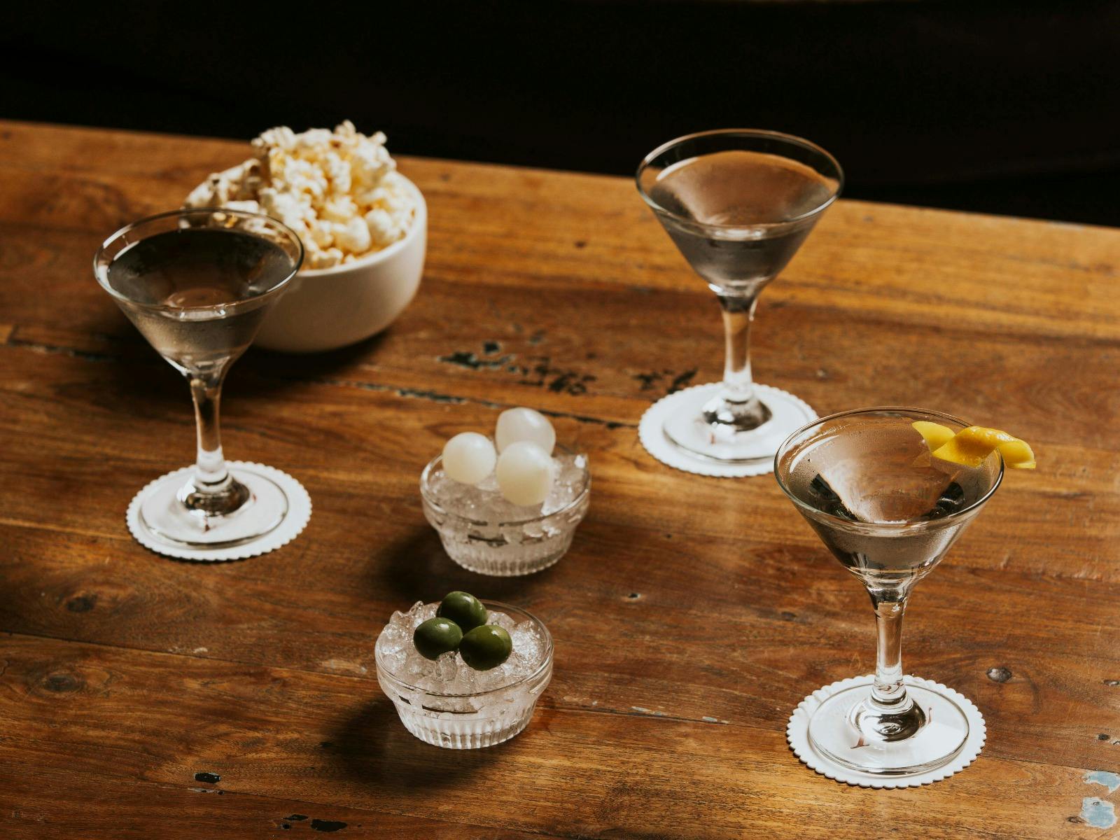 A round of drinks at Bobèche cocktail bar