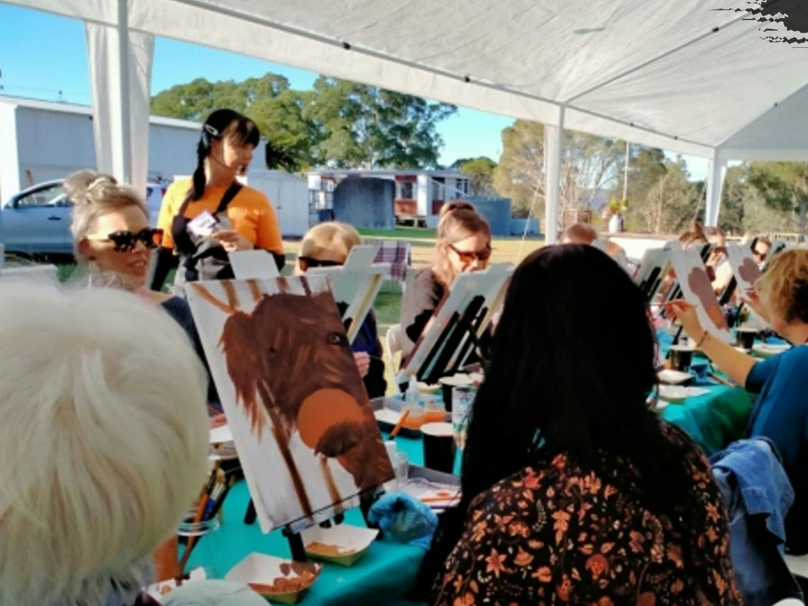 Painting under canvas