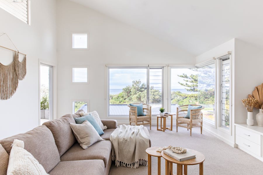 The upstairs lounge room with views of Werri Beach