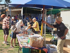 Book stall raising funds for the market site development