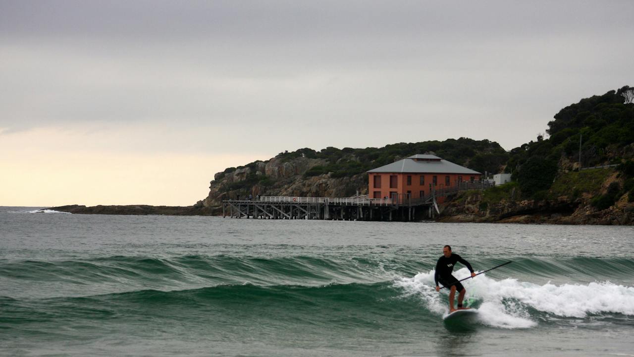Tathra Wharf overlooks the surf beach, which is patrolled in summer.