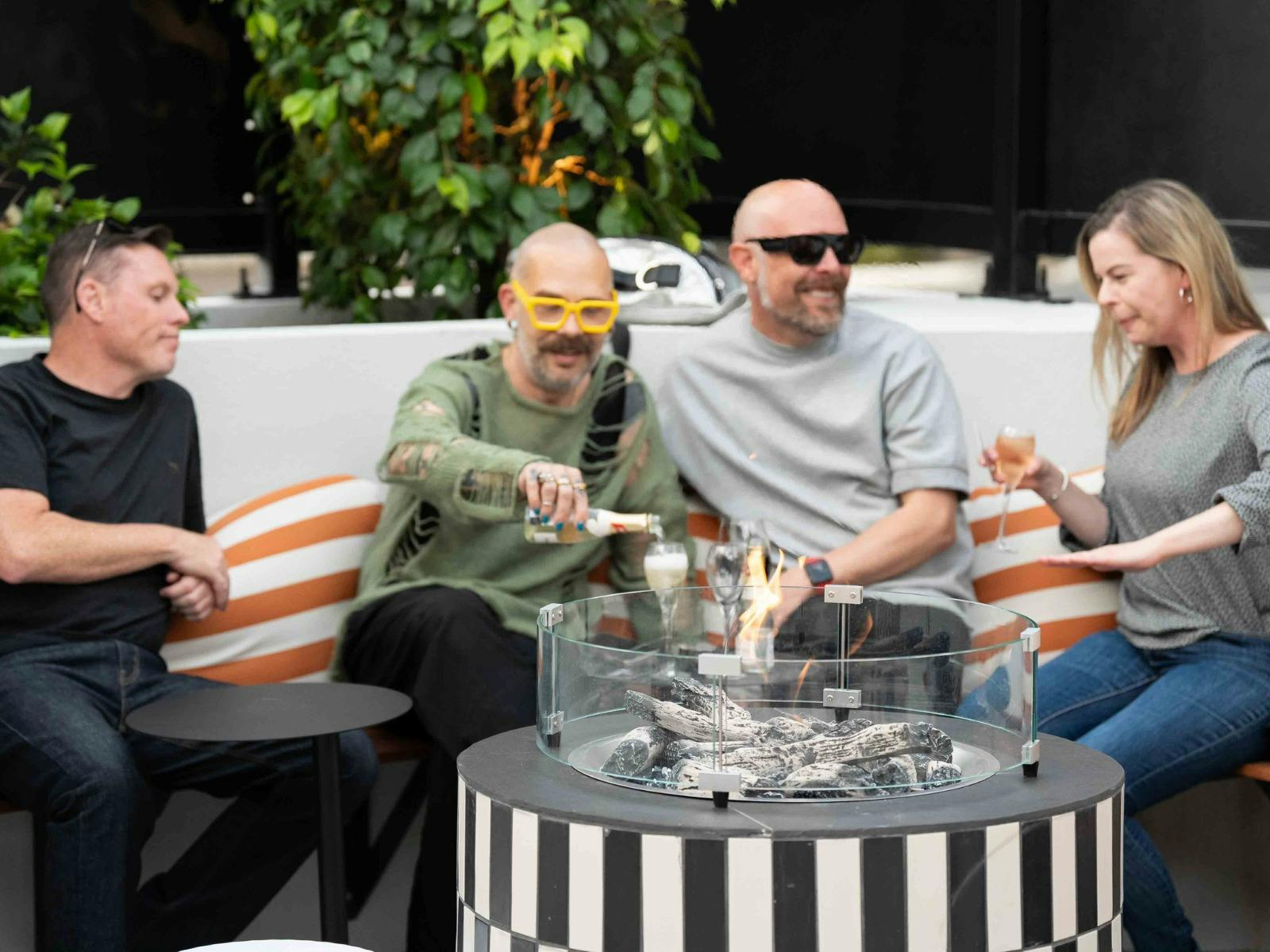 Fire pits in the courtyard