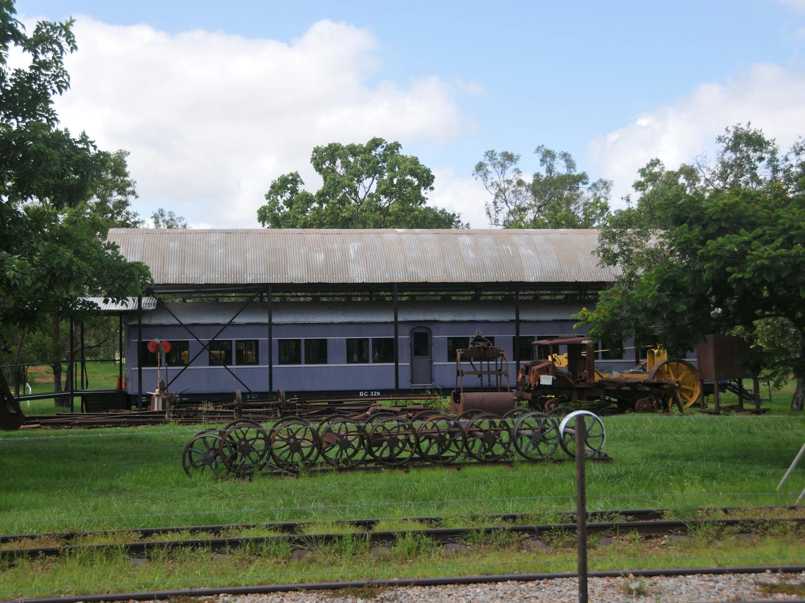 Collection of disparate items on site – Car body, mining equipment and rail equipment.
