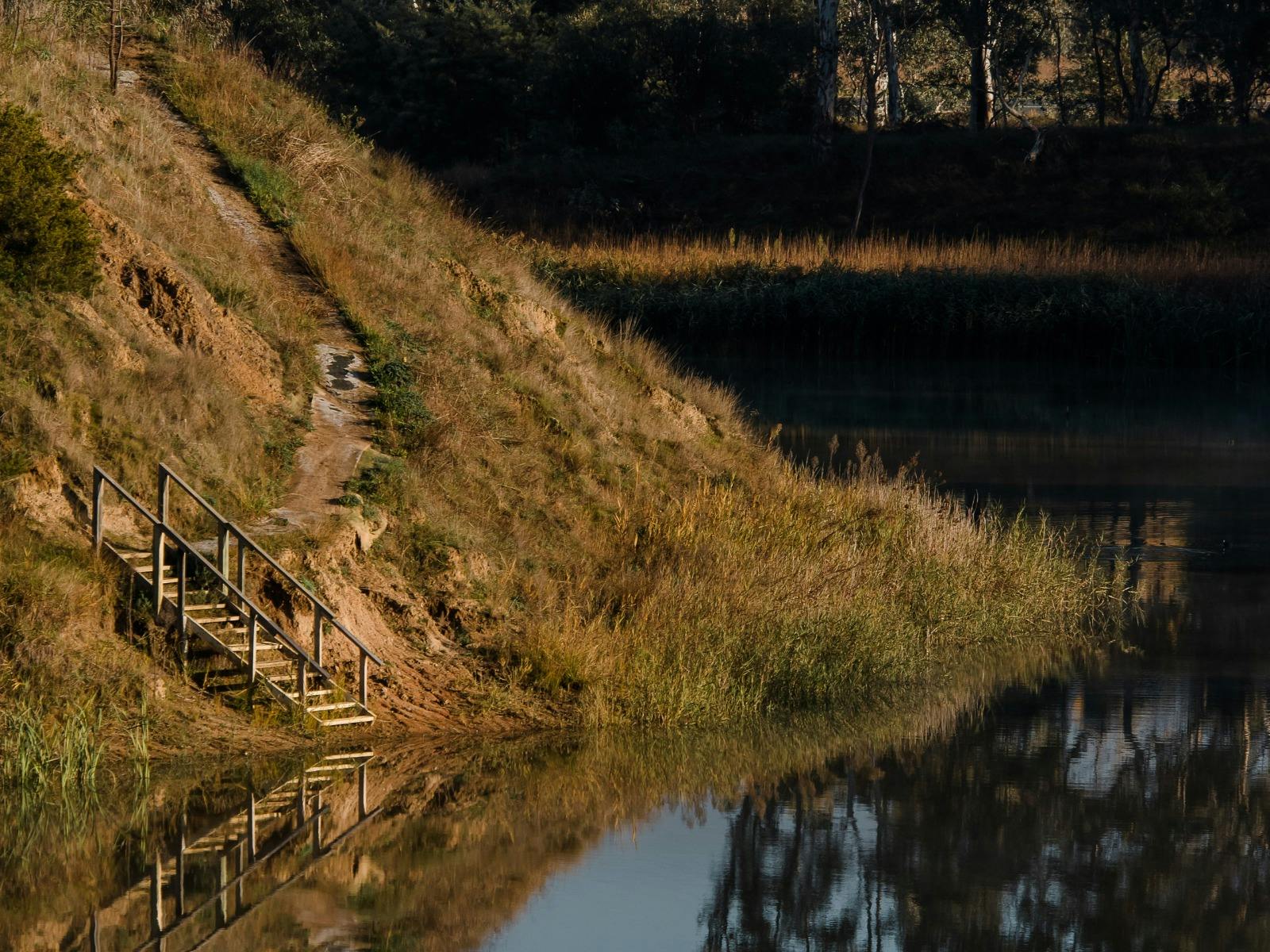 Wooden staircase down to the waters edge