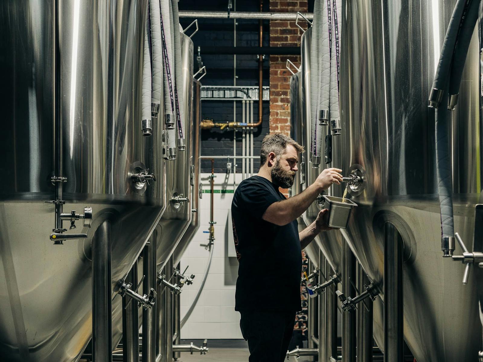 Dave, the head brewer hard at work in the brewery