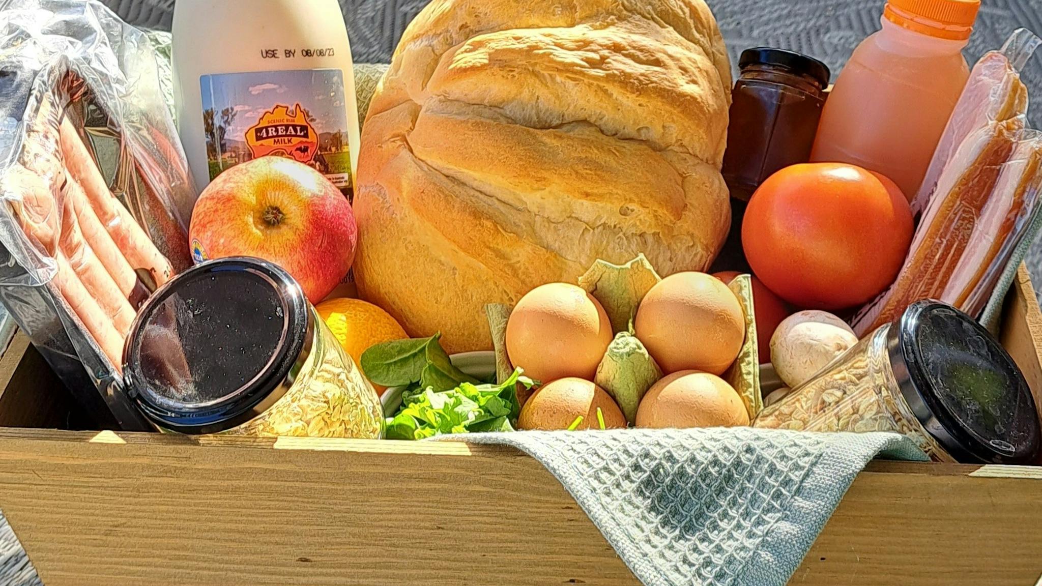 Breakfast hamper with local produce