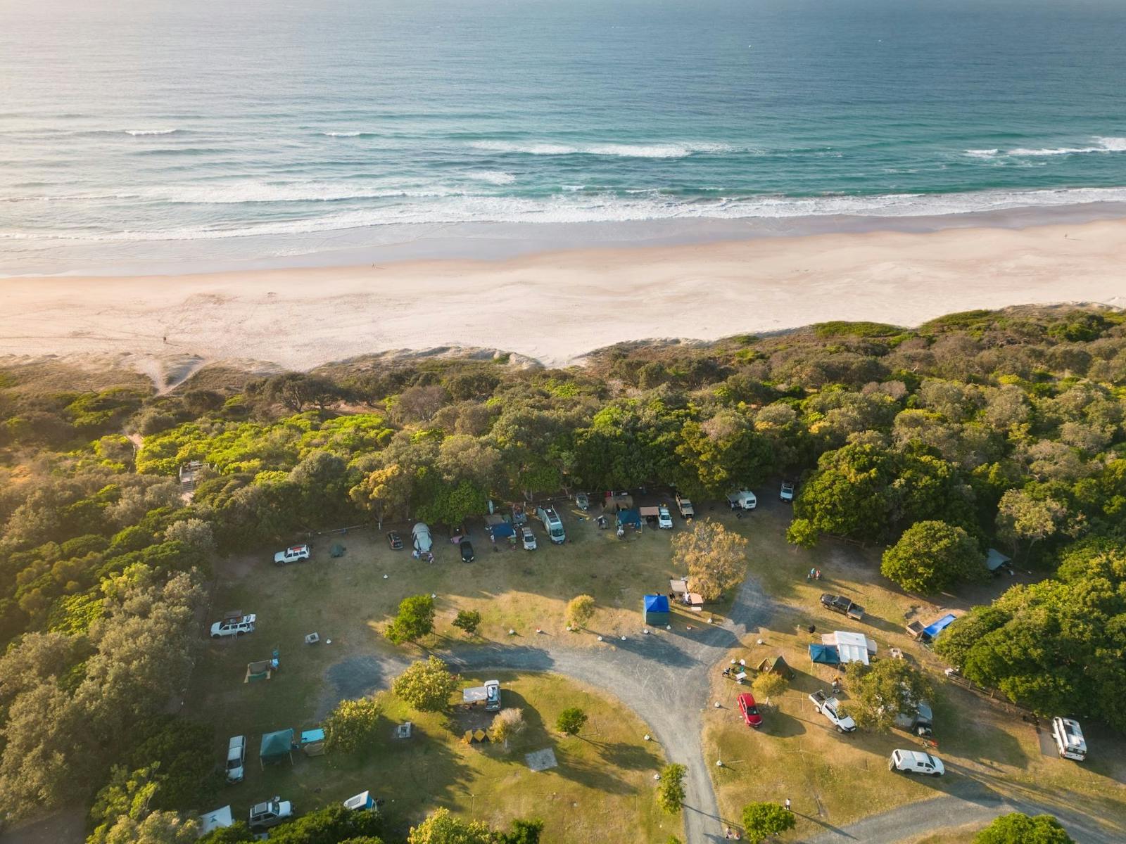 Aerial photo of Flat Rock Tent Park and the Ocean