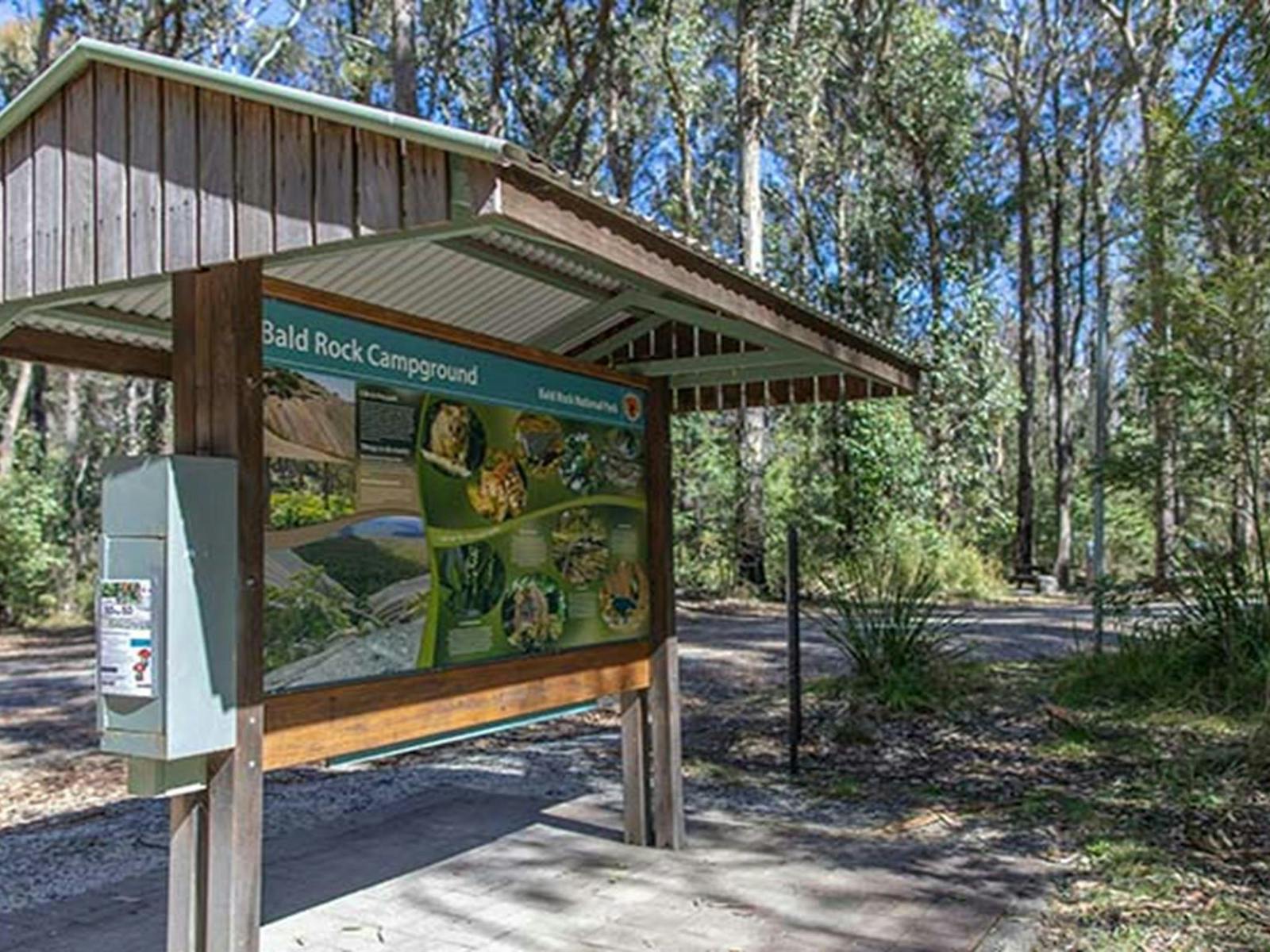 Information shelter at Bald Rock campground and picnic area, Bald Rock National Park. Photo: Joshua
